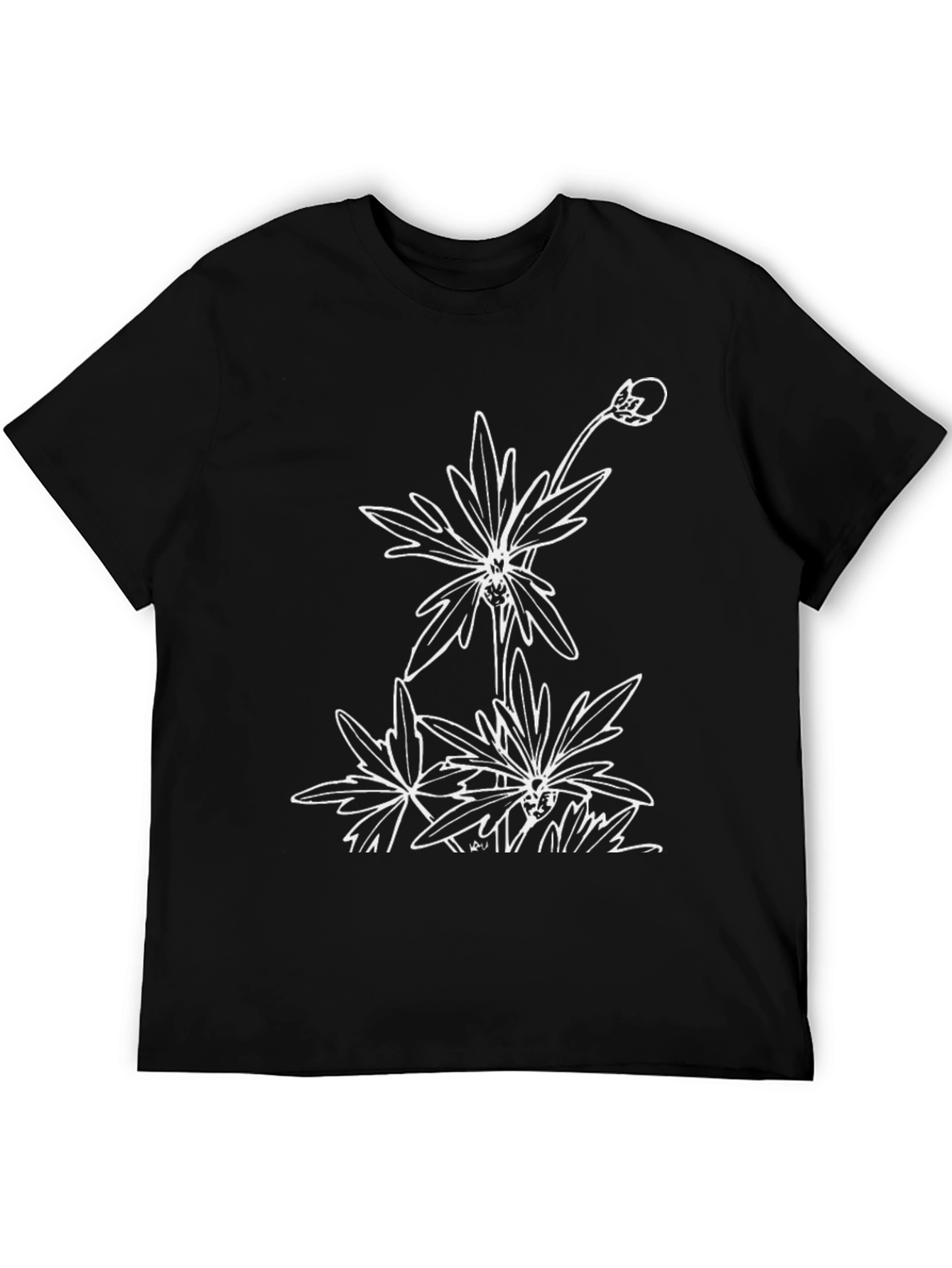 Black T-Shirt with Floral Graphic Print