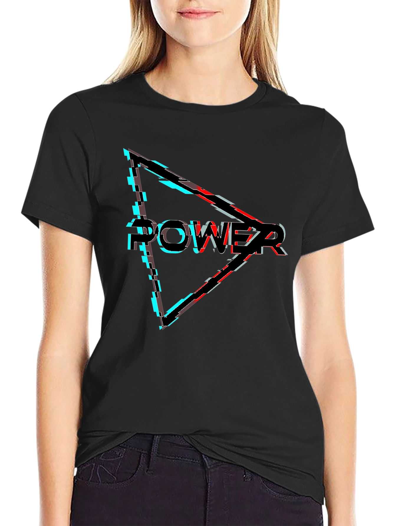 Power Glitch Triangle Black T-Shirt