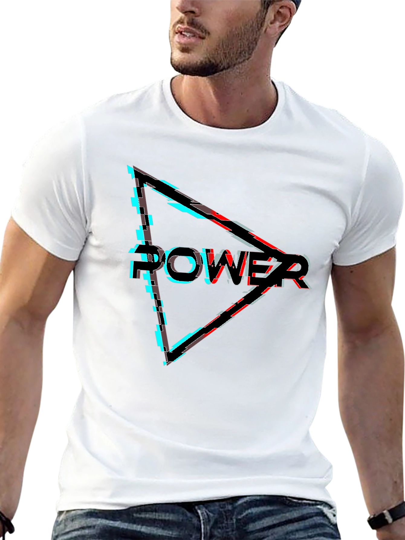 Power Glitch Triangle Black T-Shirt