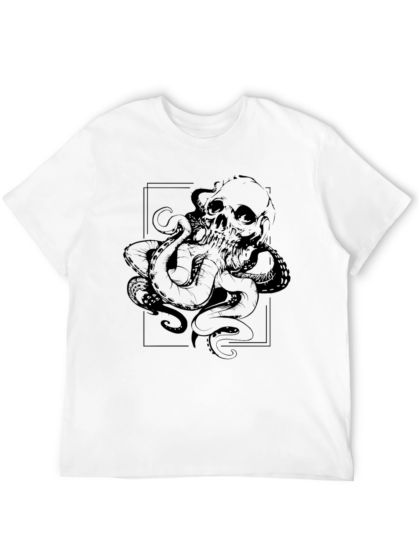 Skull Octopus Graphic T-Shirt - Black