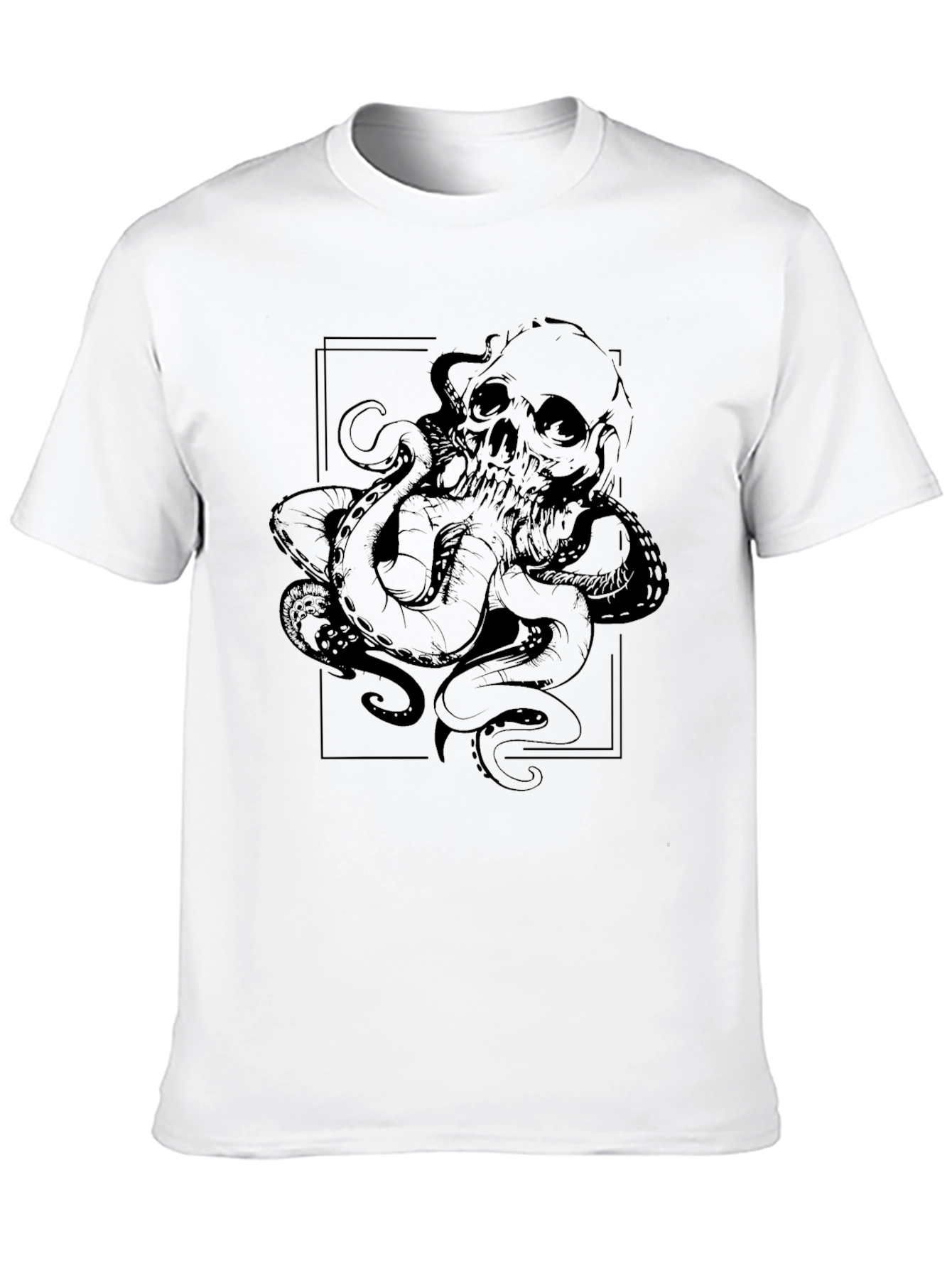 Skull Octopus Graphic T-Shirt - Black