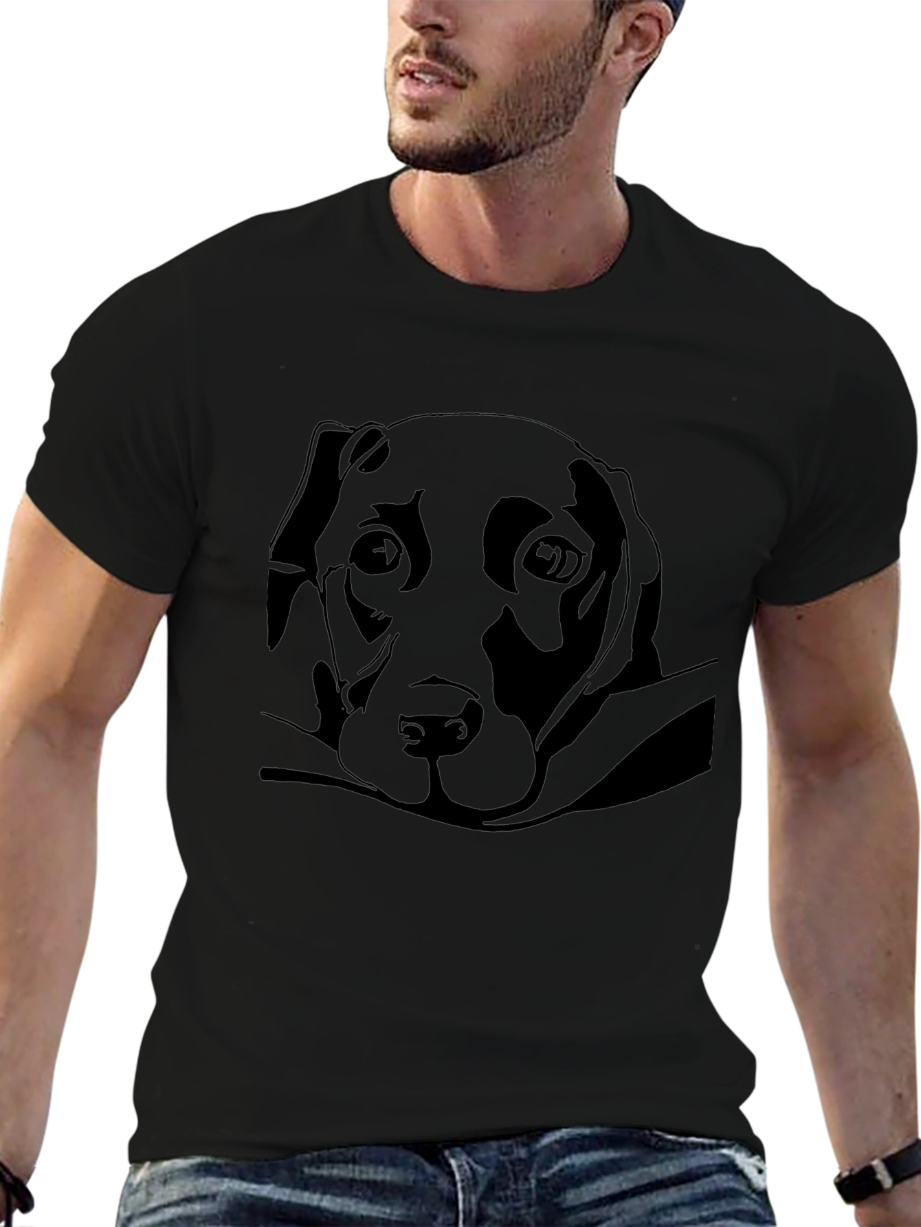 Labrador Silhouette Graphic Tee - Black Cotton Blend