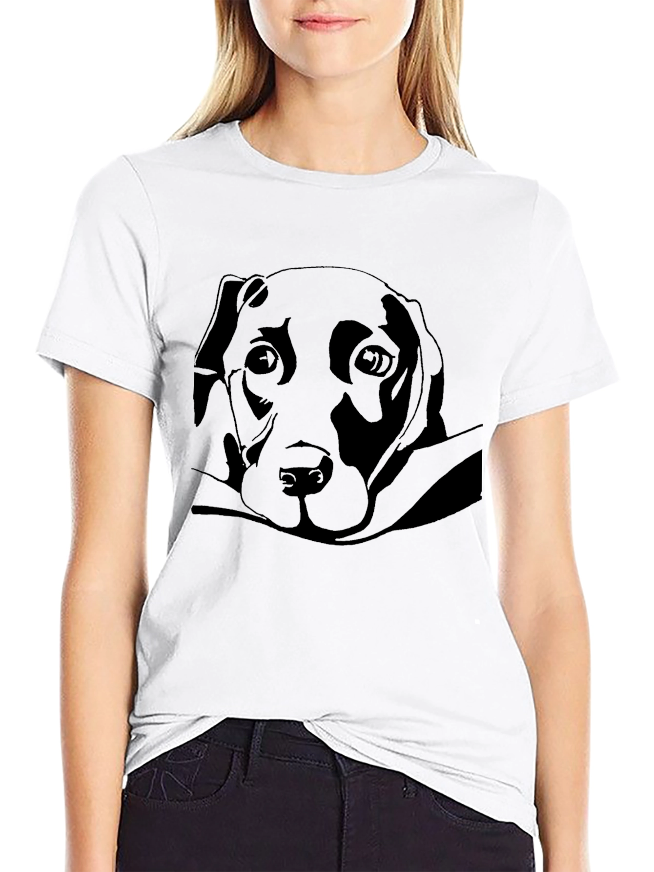 Labrador Silhouette Graphic Tee - Black Cotton Blend