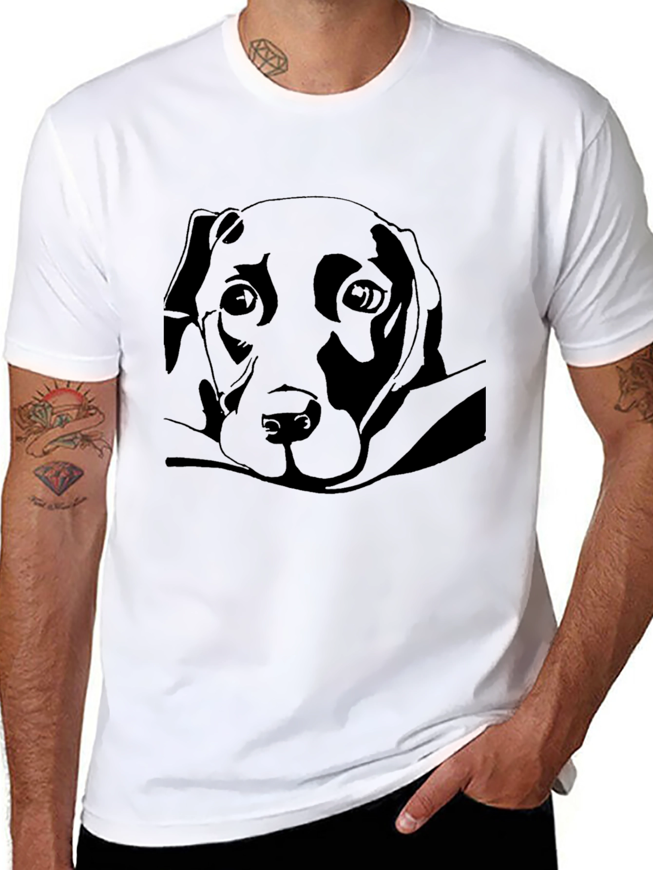 Labrador Silhouette Graphic Tee - Black Cotton Blend