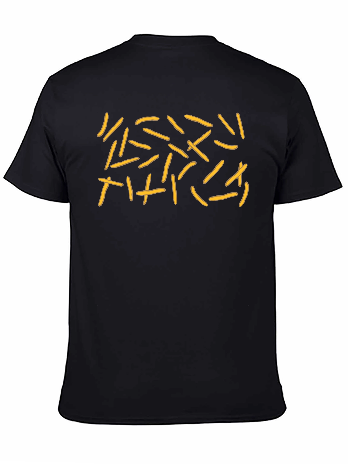 Funky French Fries Pattern Black Tee