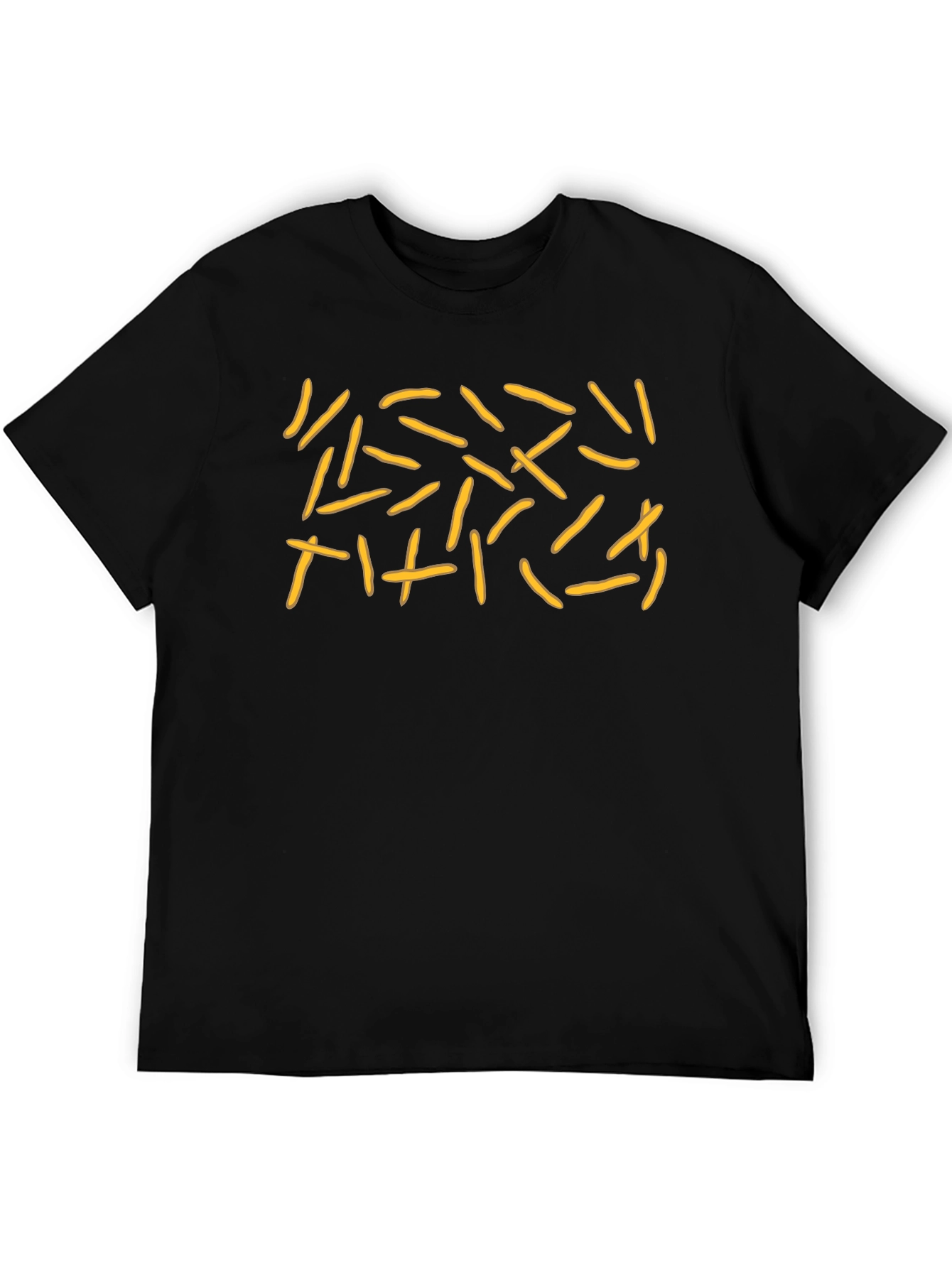 Funky French Fries Pattern Black Tee