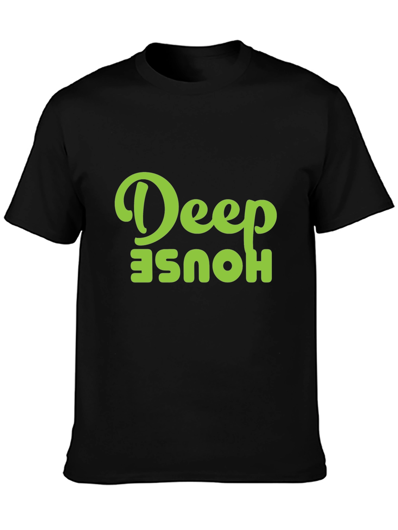 Deep House Graphic Tee - Black Cotton T-Shirt