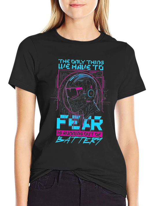 Cyberpunk T-Shirt: Fear is Running Out of Battery - Black