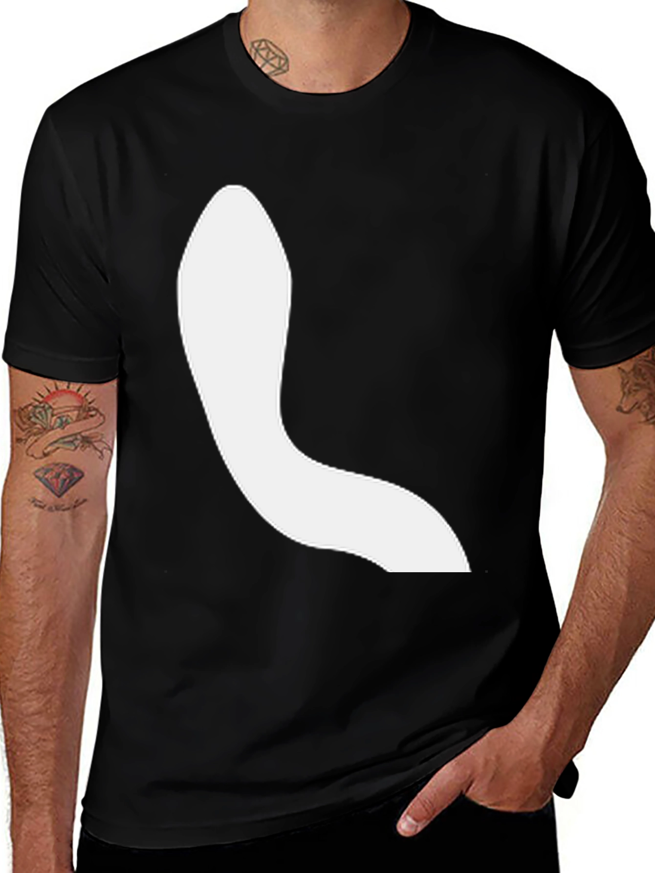 Modern Black Tee with Abstract White Design
