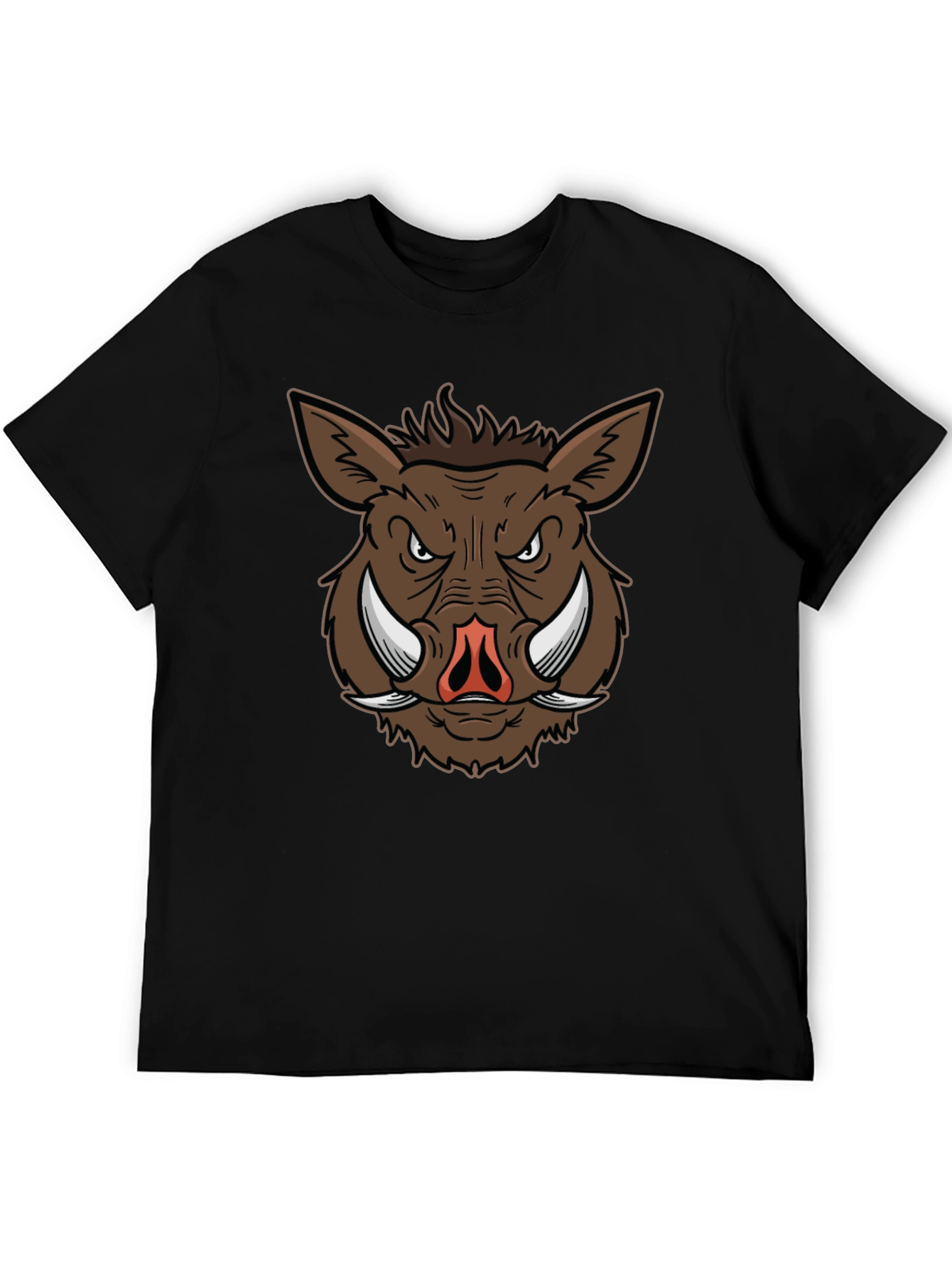 Boar Graphic Tee - Black Cotton T-Shirt