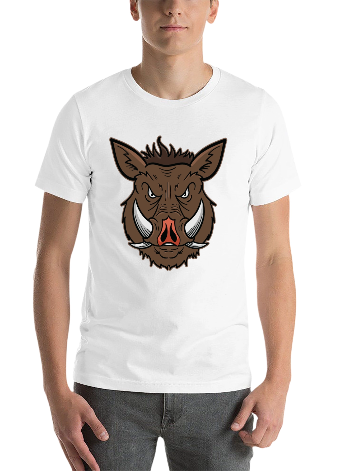 Boar Graphic Tee - Black Cotton T-Shirt