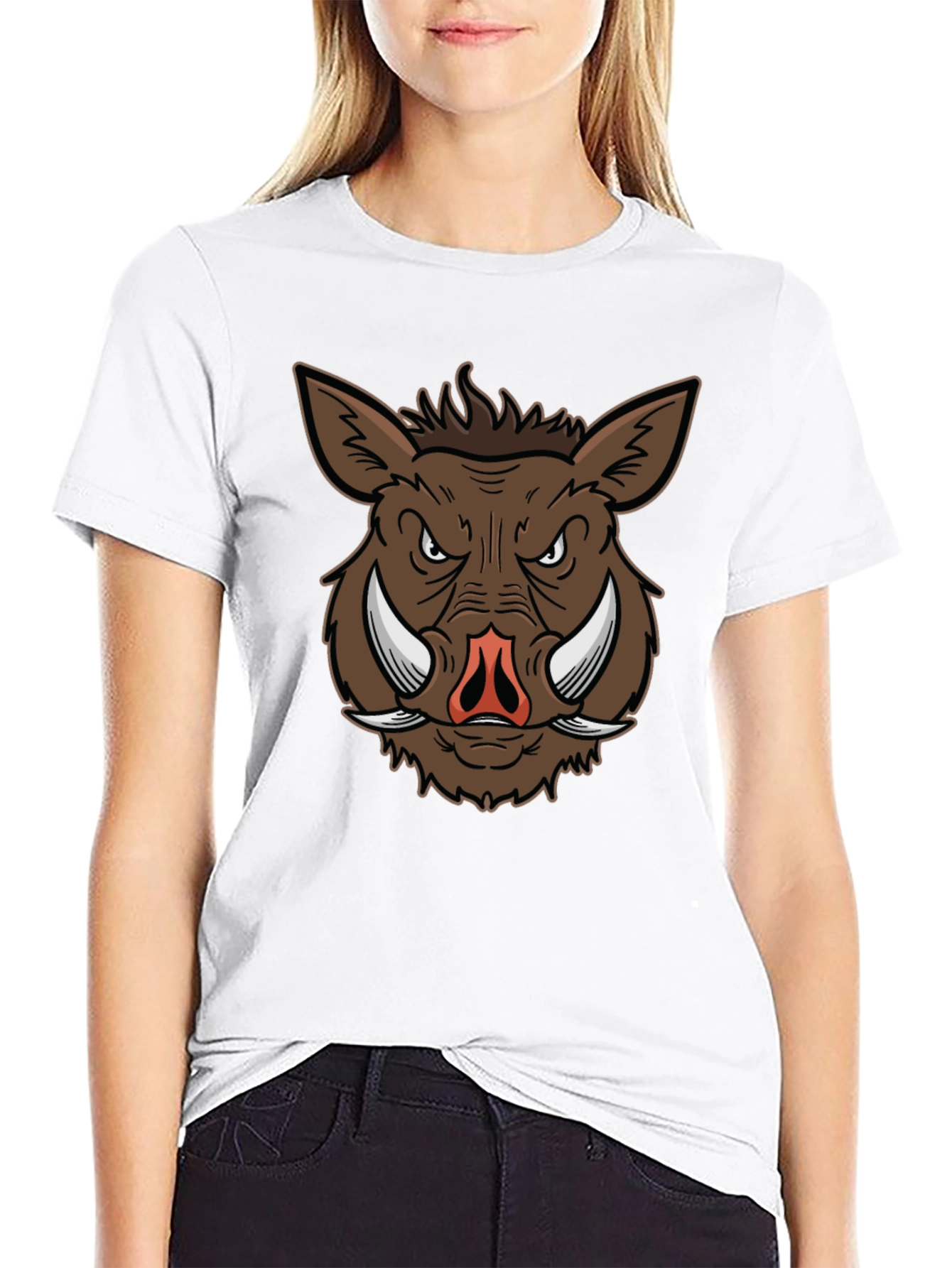 Boar Graphic Tee - Black Cotton T-Shirt