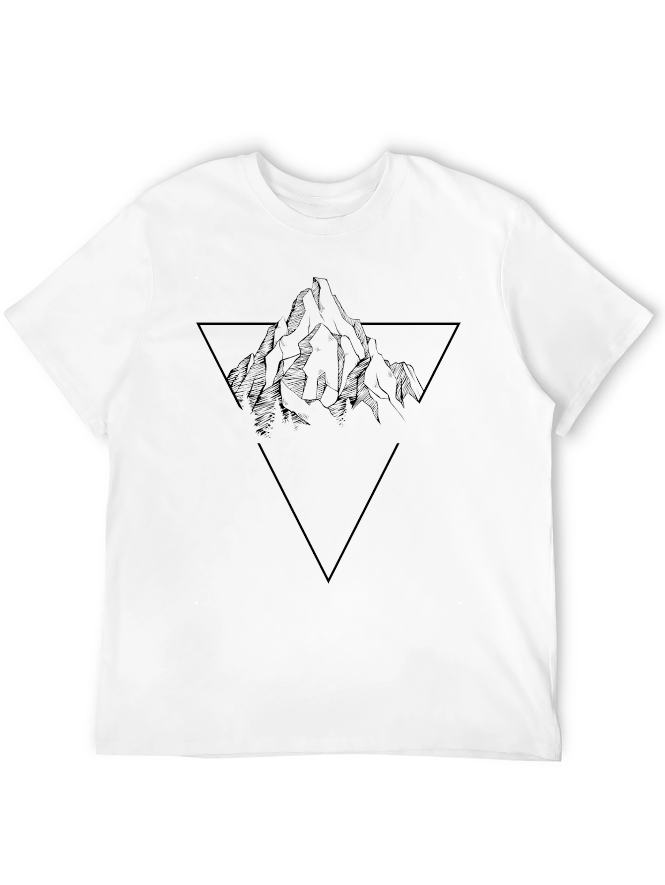 Geometric Mountain Graphic Tee - Black Cotton Blend