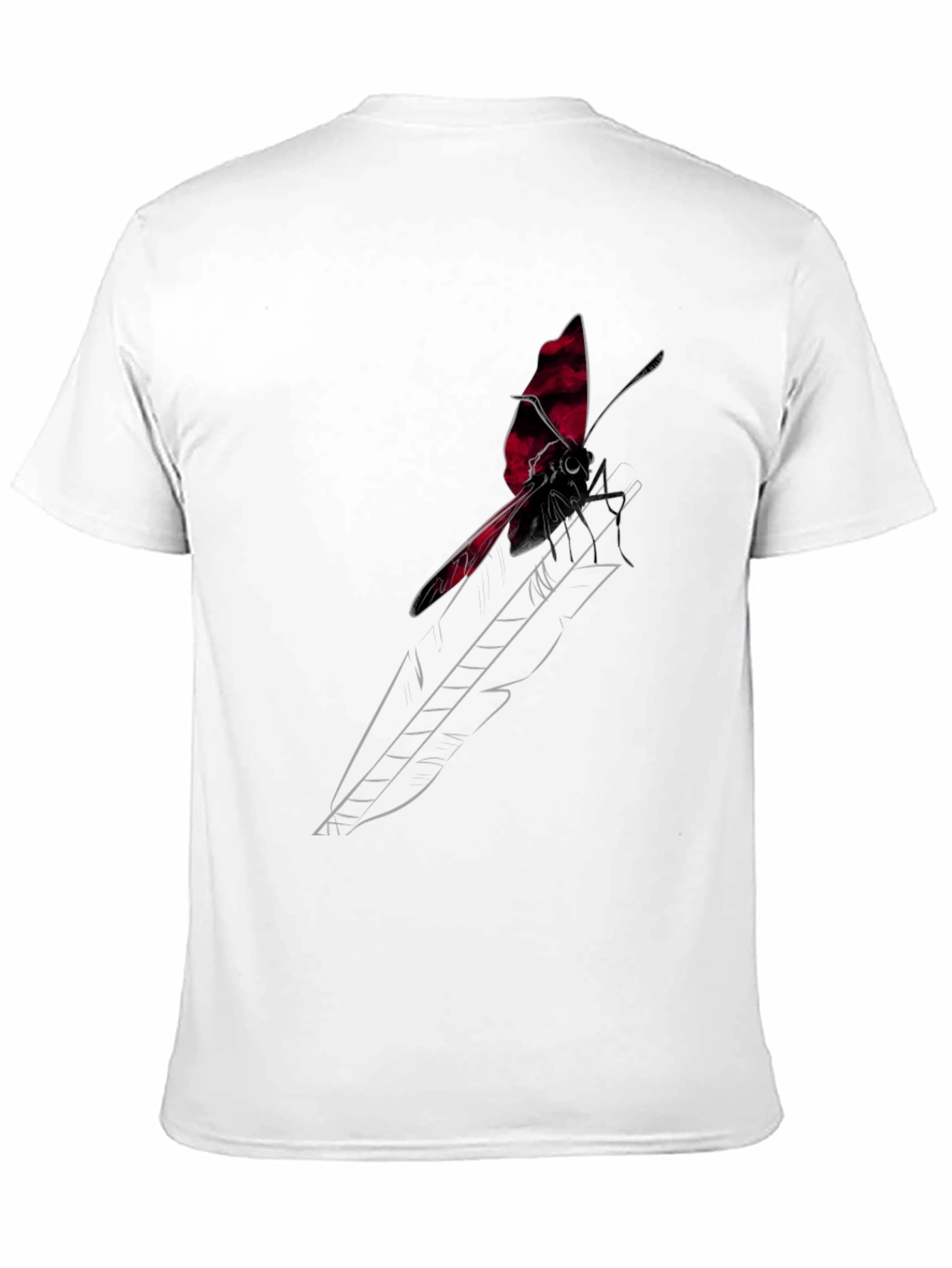 Black T-Shirt with Butterfly Feather Graphic Design