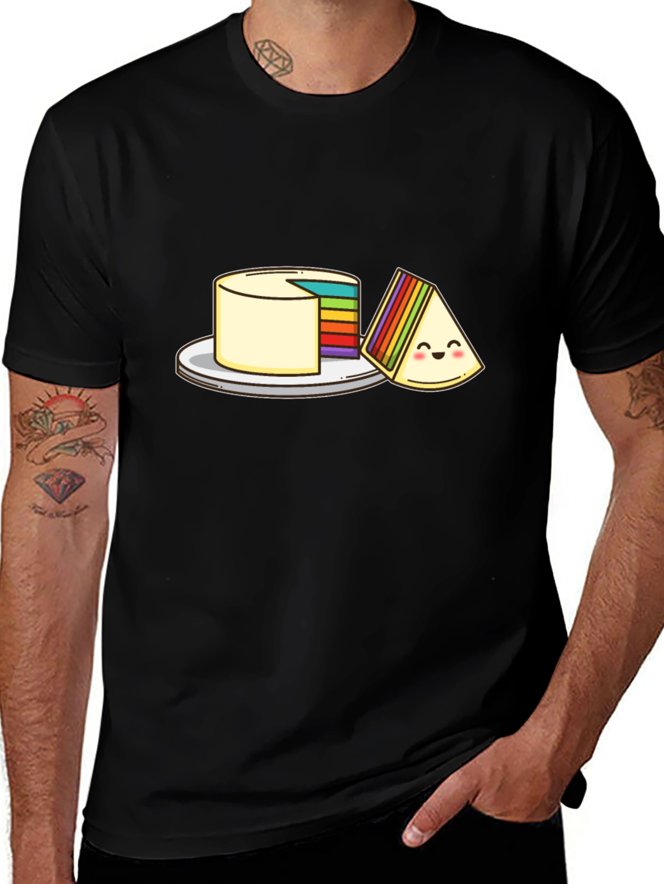 Rainbow Layer Cake Cartoon Graphic T-Shirt
