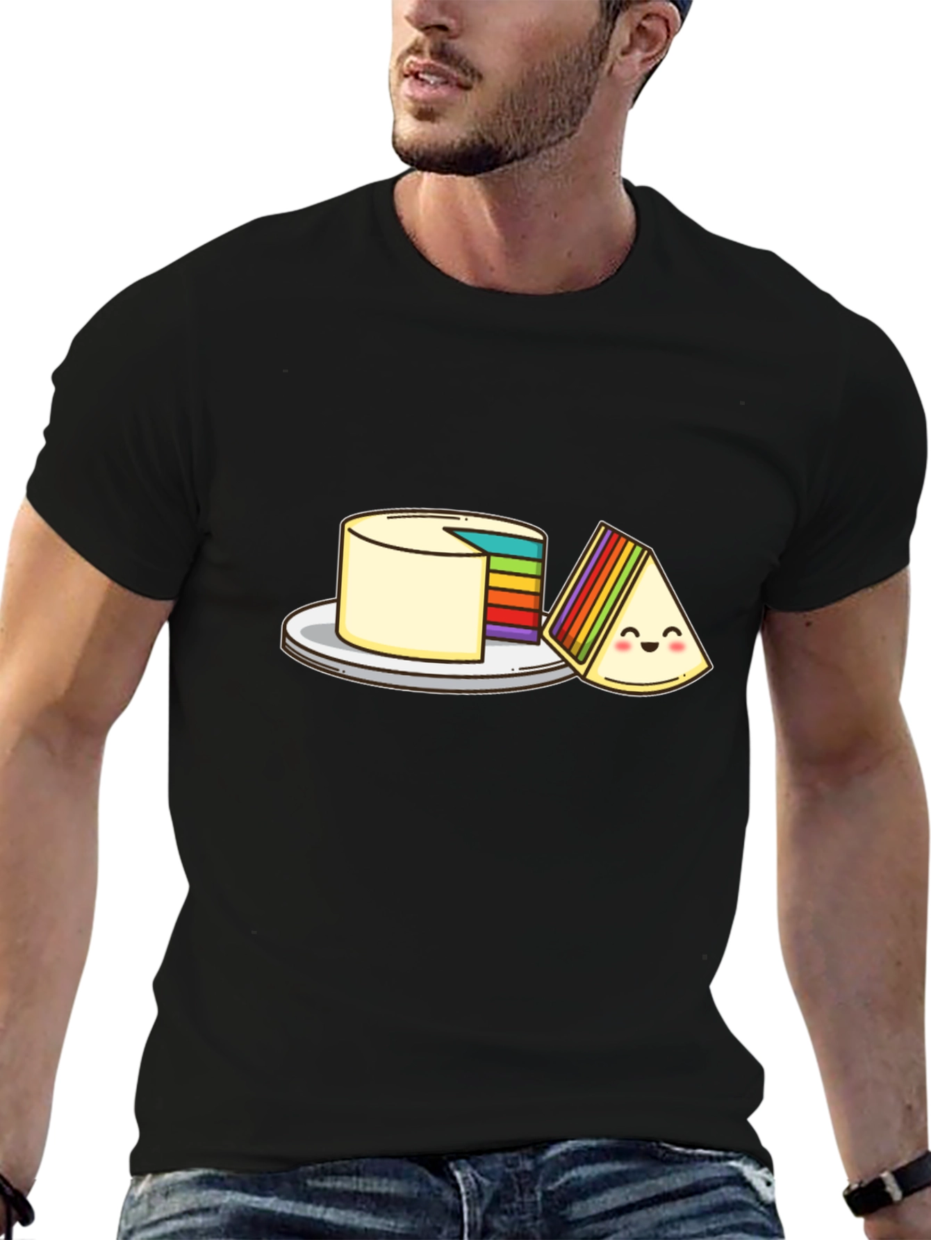 Rainbow Layer Cake Cartoon Graphic T-Shirt