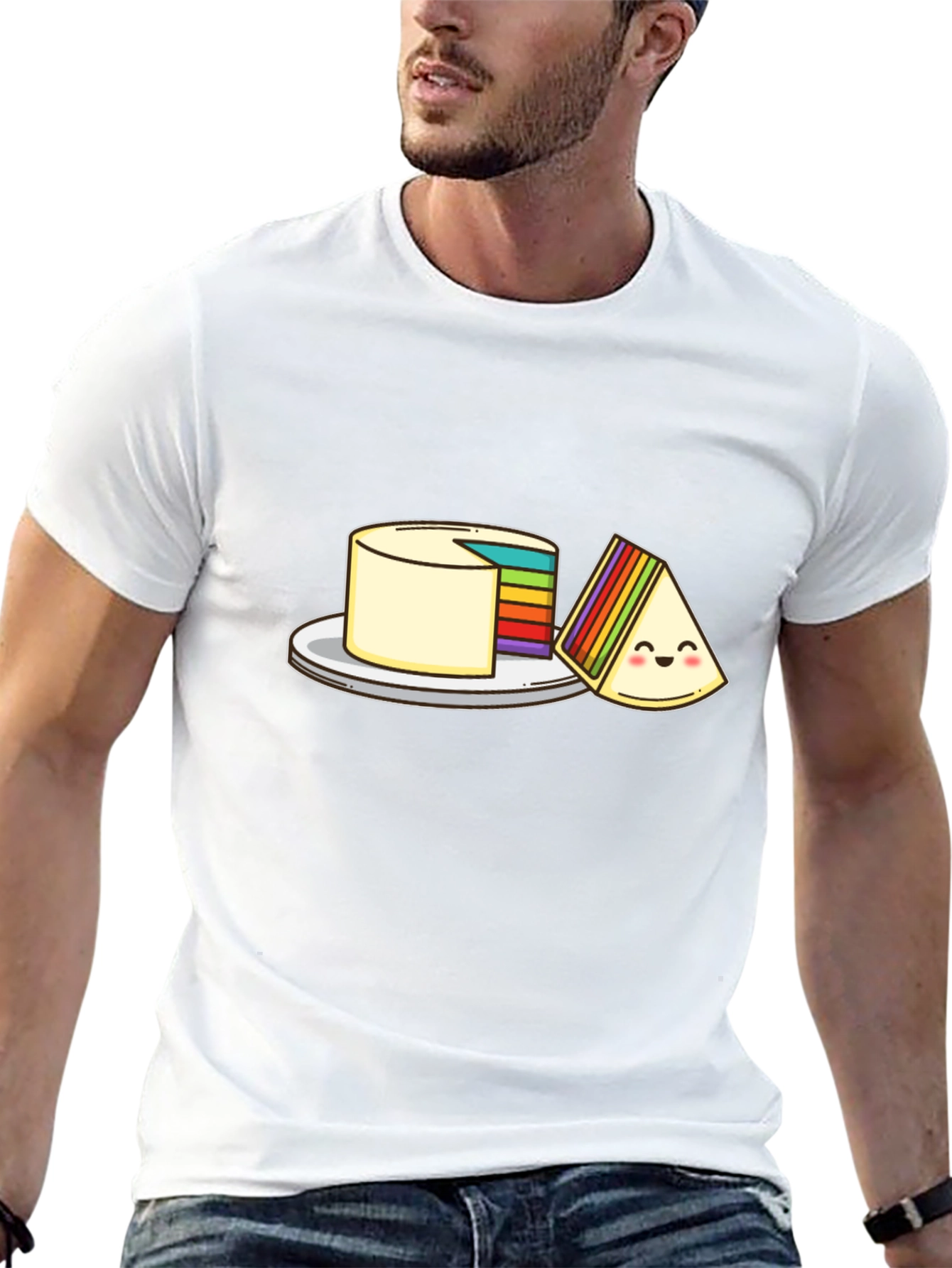 Rainbow Layer Cake Cartoon Graphic T-Shirt