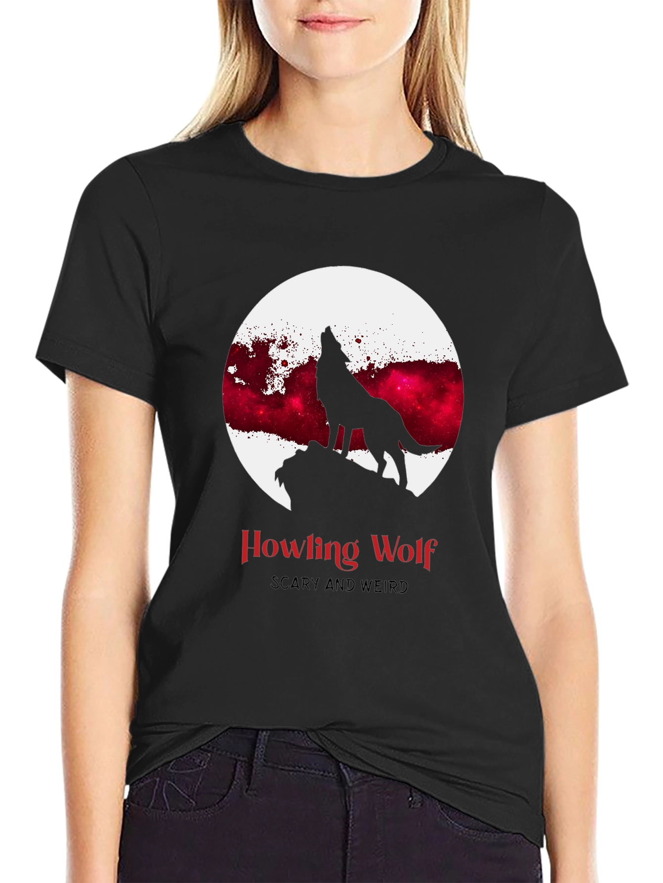 Howling Wolf Graphic Tee - Scary & Weird Design