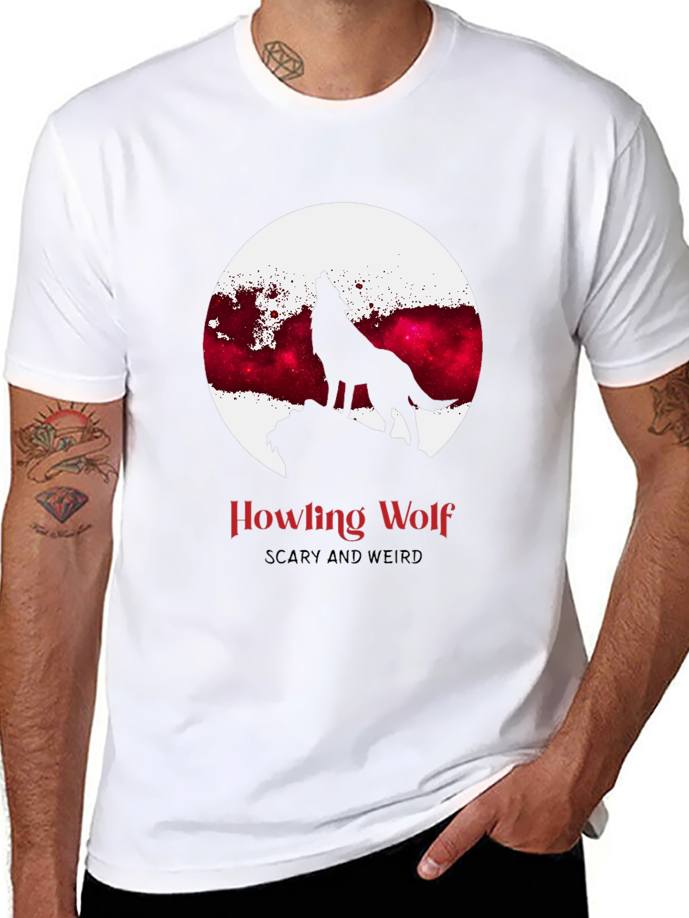 Howling Wolf Graphic Tee - Scary & Weird Design