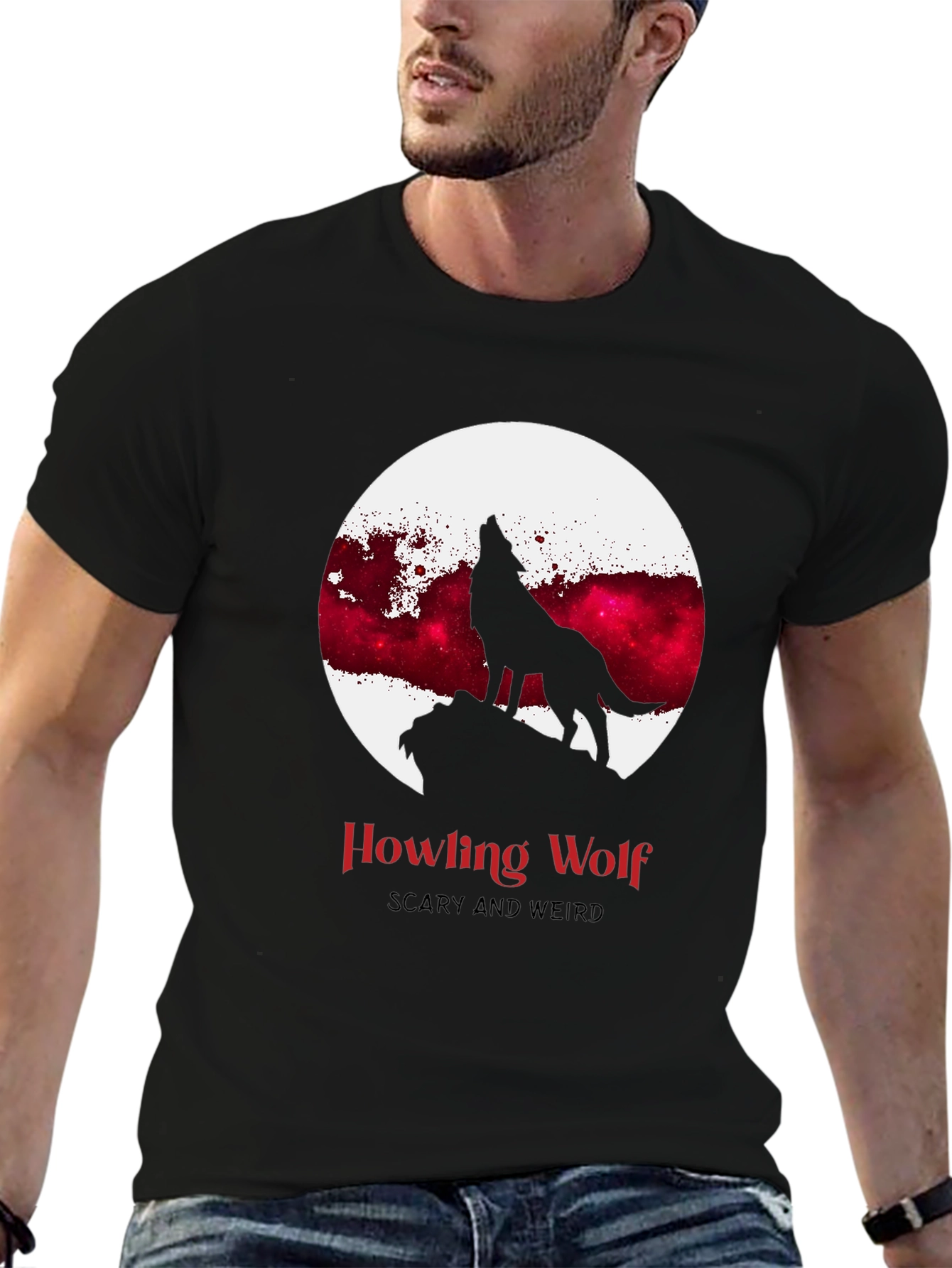 Howling Wolf Graphic Tee - Scary & Weird Design