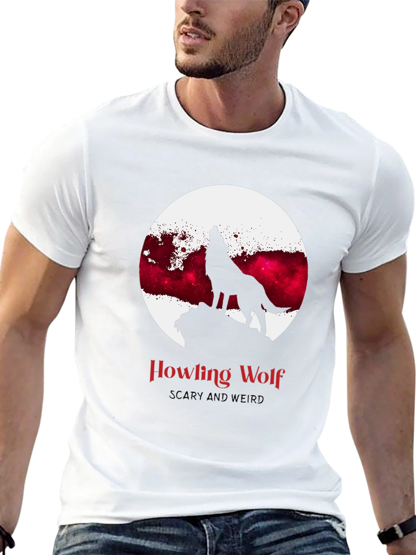 Howling Wolf Graphic Tee - Scary & Weird Design