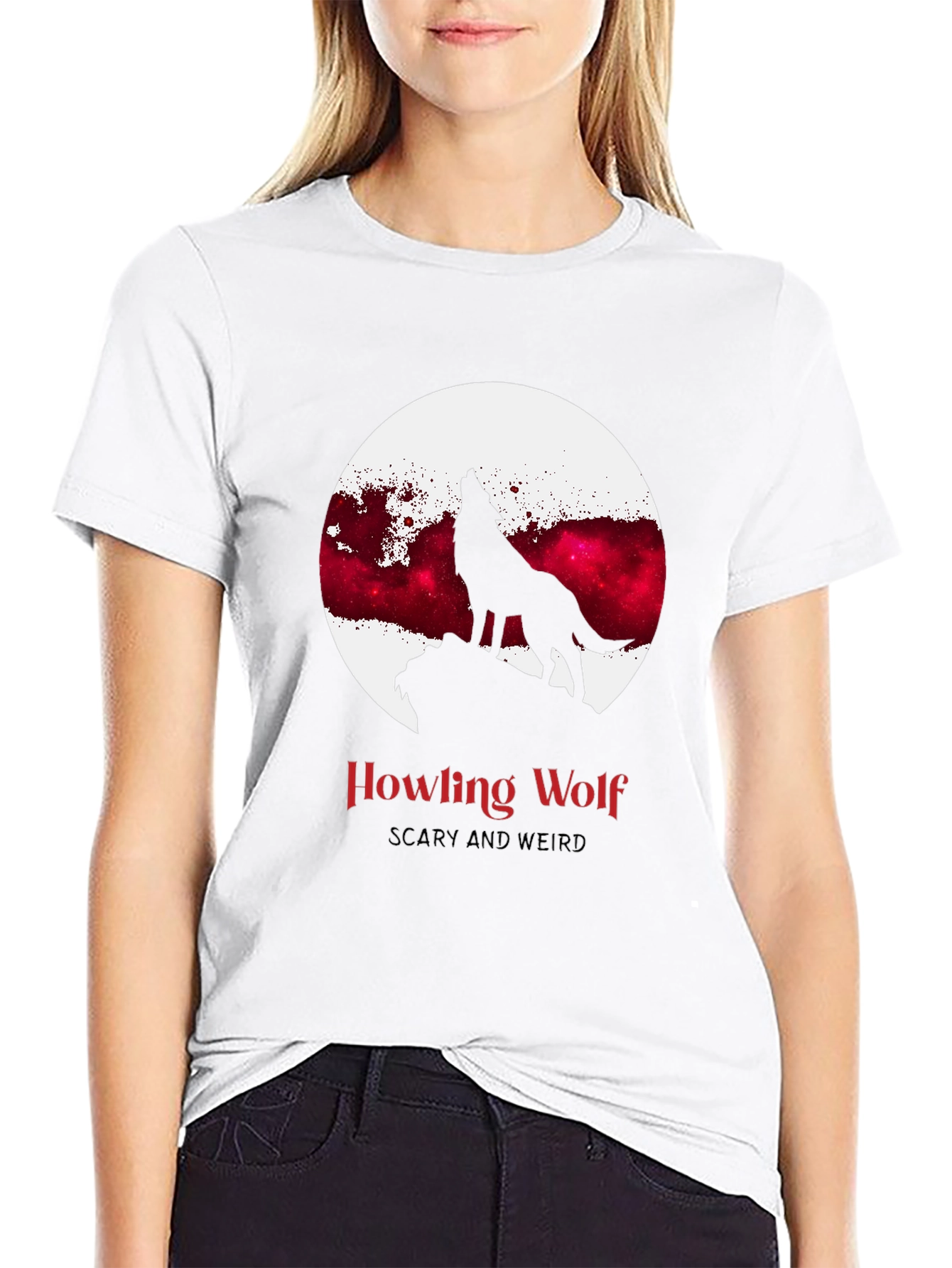 Howling Wolf Graphic Tee - Scary & Weird Design