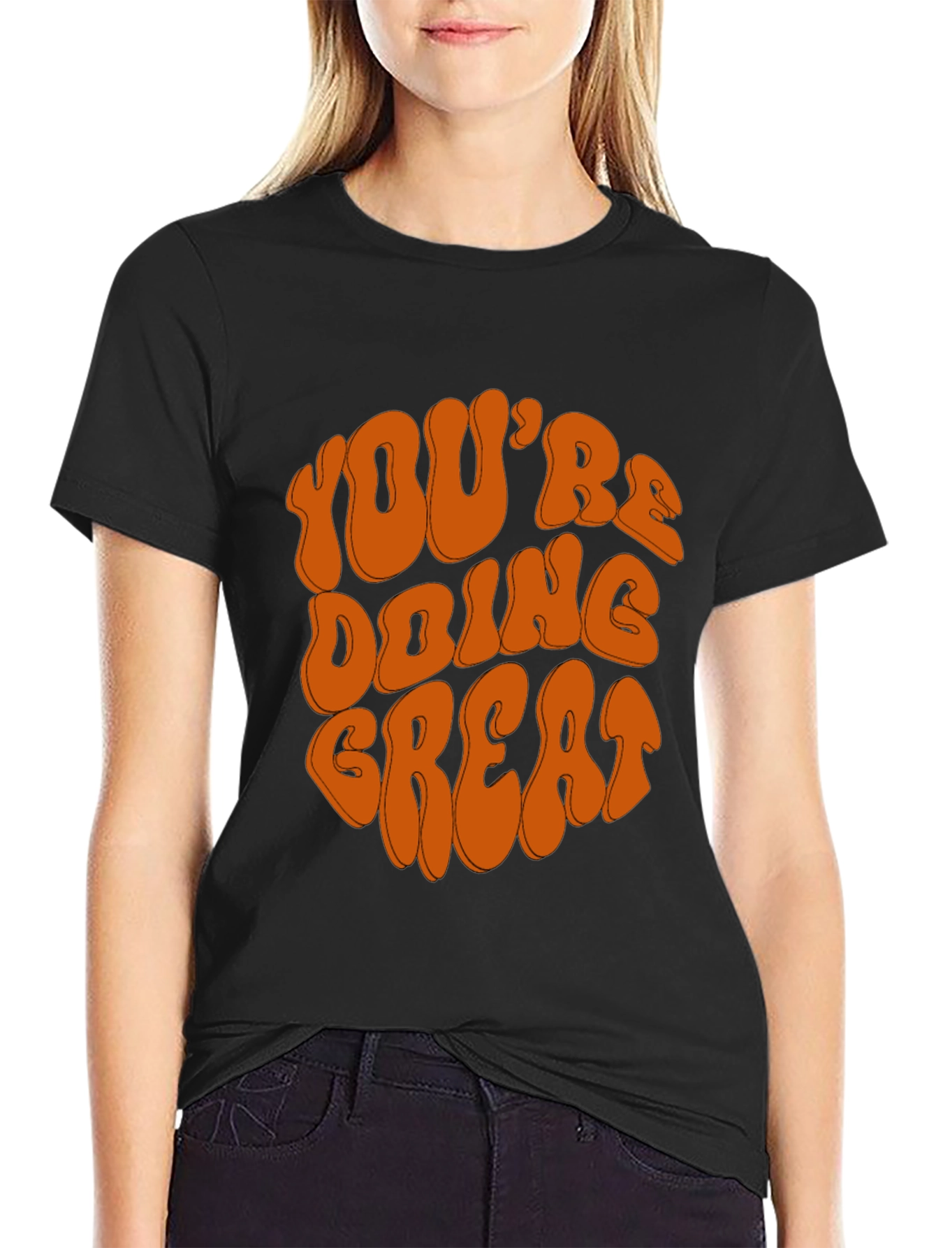 Youre Doing Great Graphic Tee - Retro Black T-Shirt