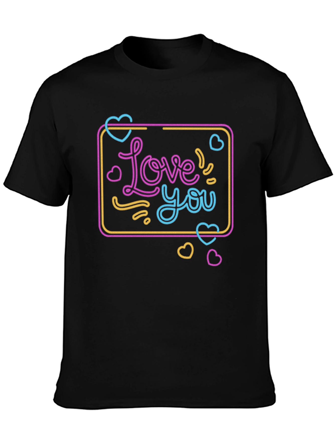 Love You Neon Graphic T-Shirt - Black