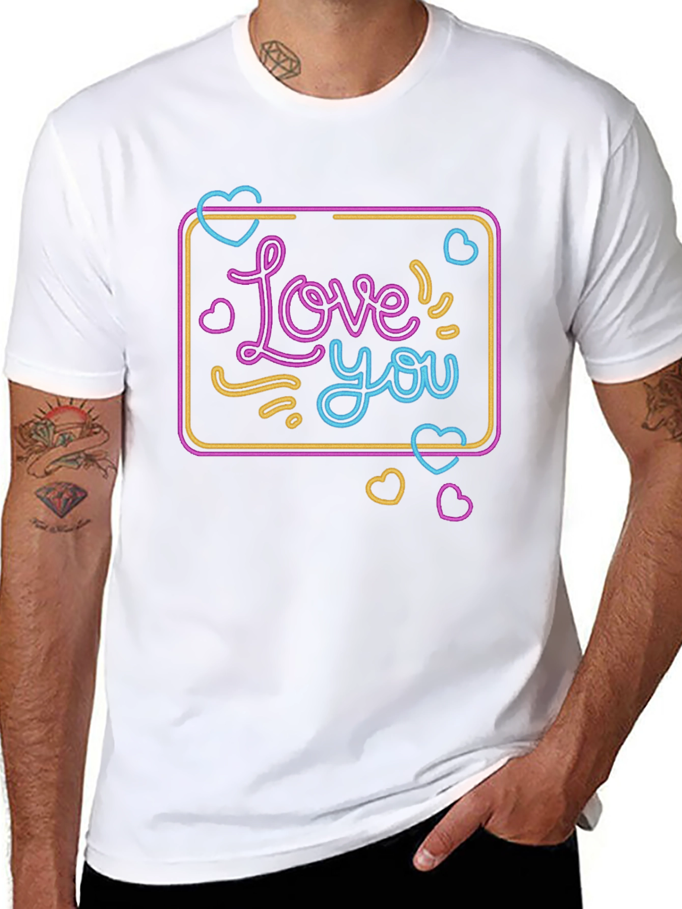 Love You Neon Graphic T-Shirt - Black