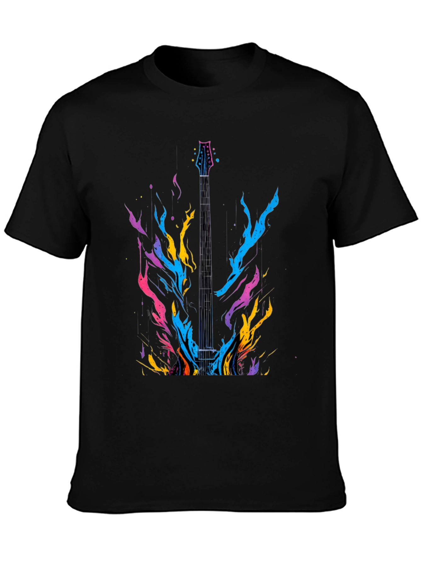 Electric Guitar Flames Graphic T-Shirt - Music Lover Tee