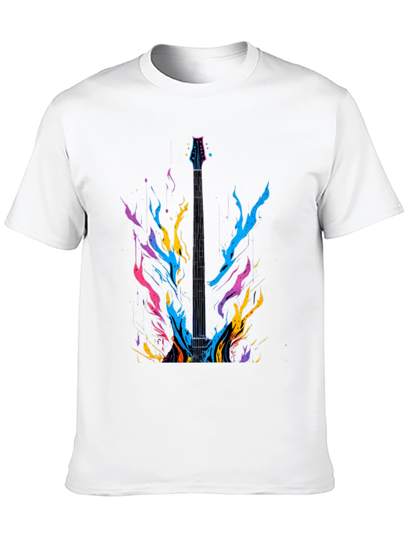 Electric Guitar Flames Graphic T-Shirt - Music Lover Tee