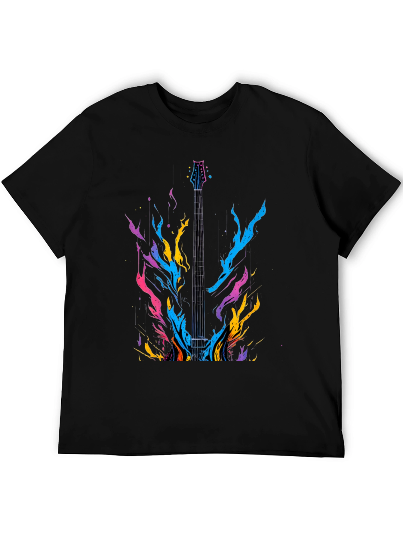 Electric Guitar Flames Graphic T-Shirt - Music Lover Tee