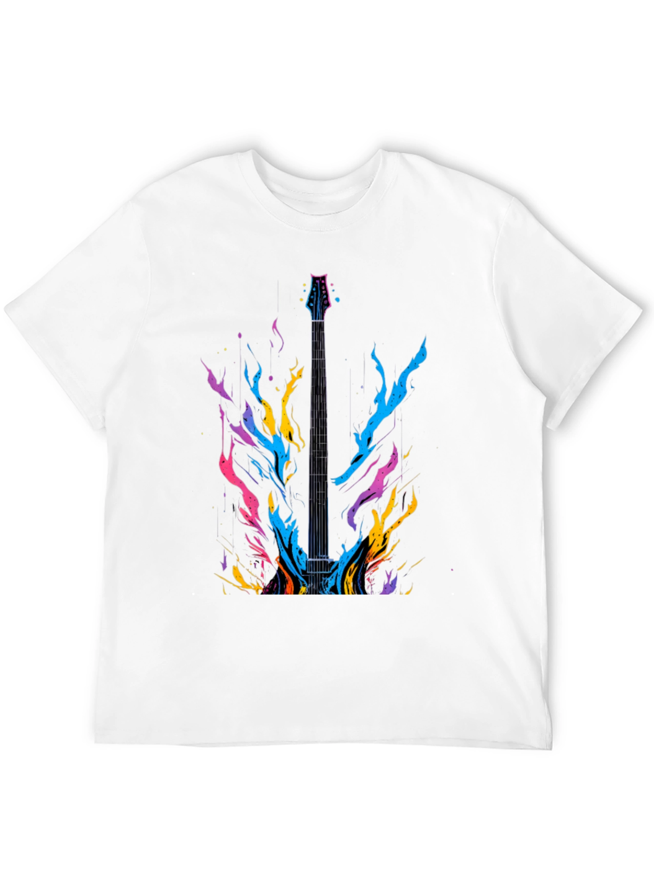 Electric Guitar Flames Graphic T-Shirt - Music Lover Tee