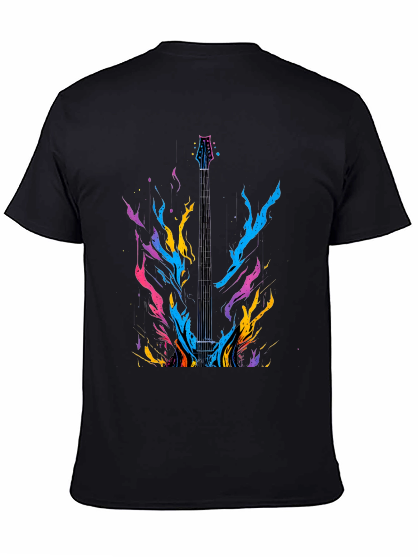 Electric Guitar Flames Graphic T-Shirt - Music Lover Tee