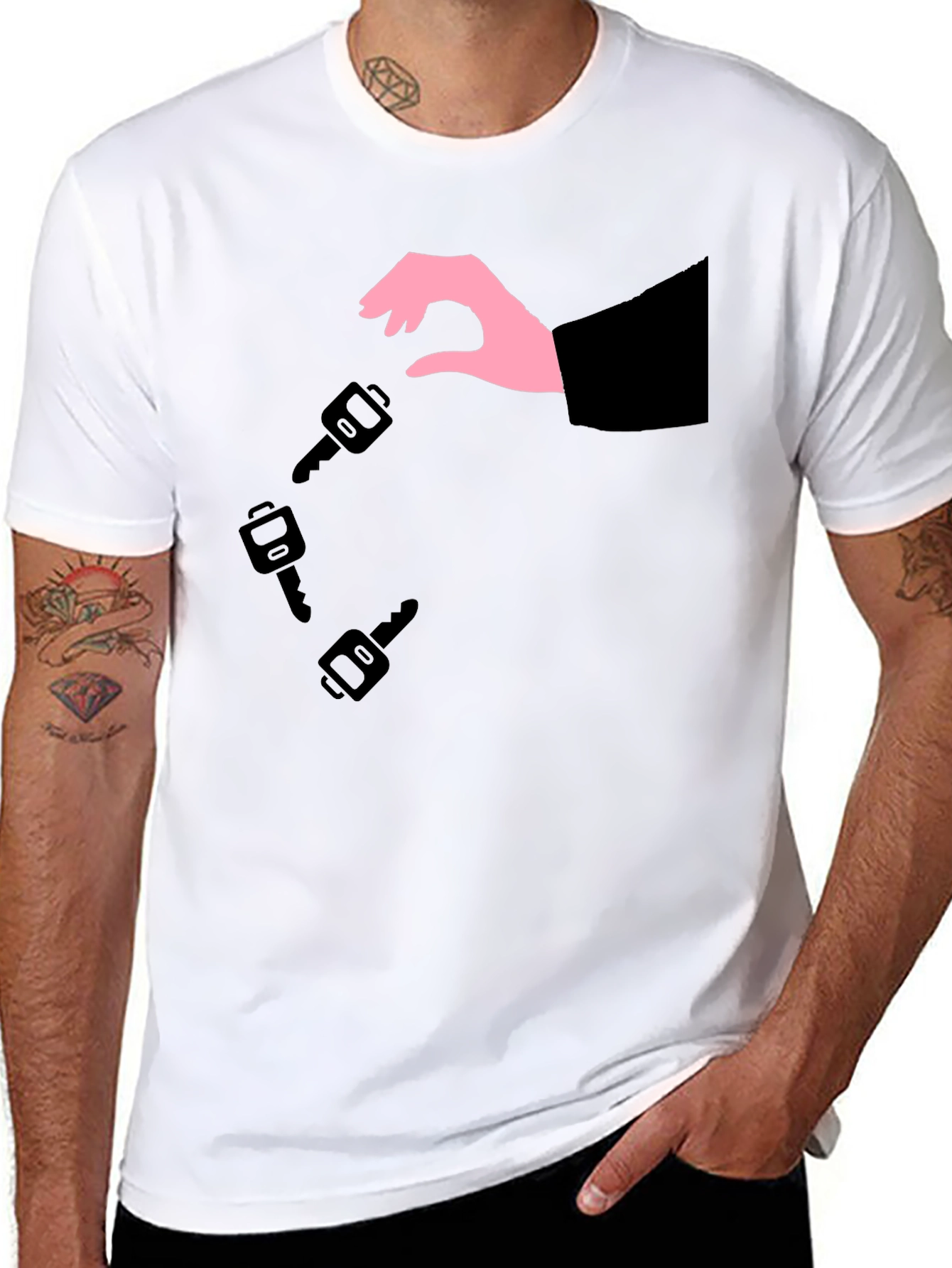 Key Dropping Black T-Shirt - Stylish Graphic Tee