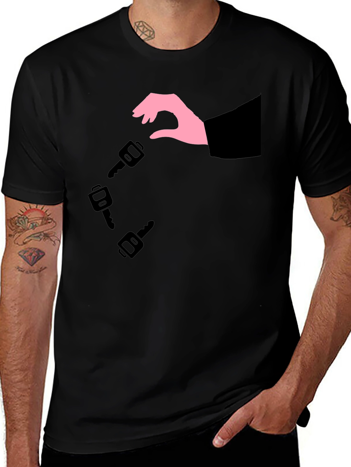 Key Dropping Black T-Shirt - Stylish Graphic Tee