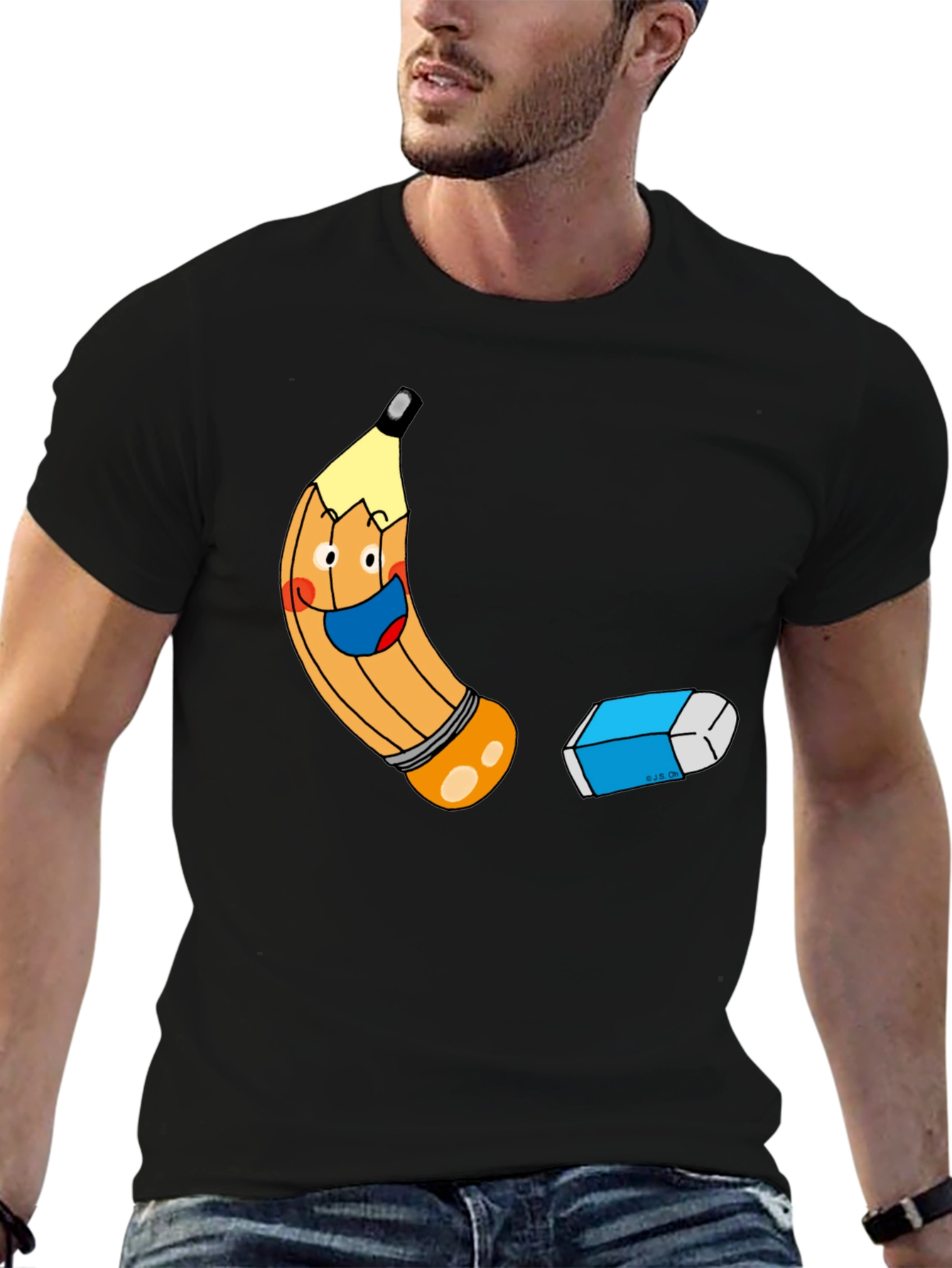 Cartoon Pencil & Eraser Graphic Tee