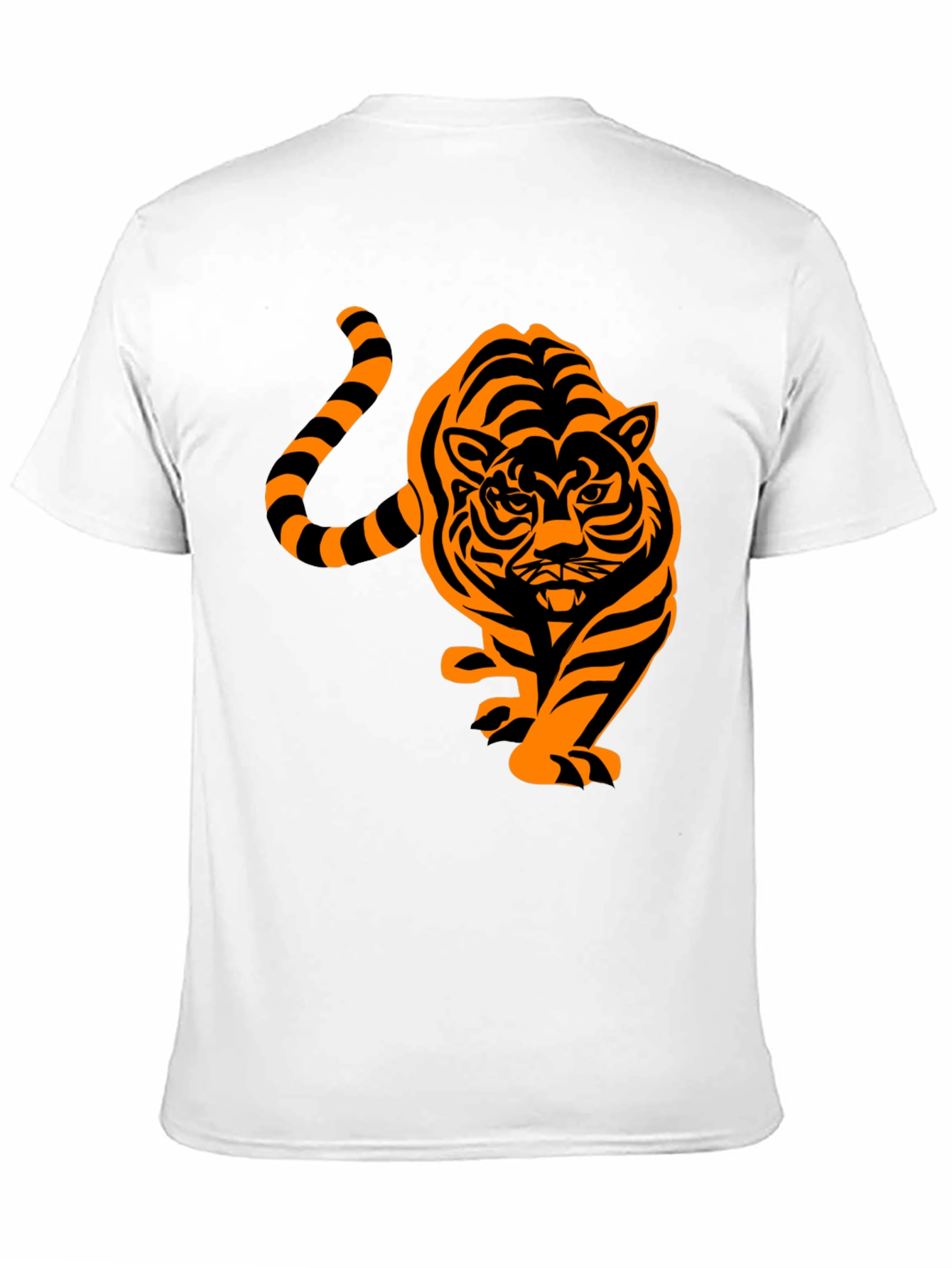 Mens Black T-Shirt with Orange Tiger Design