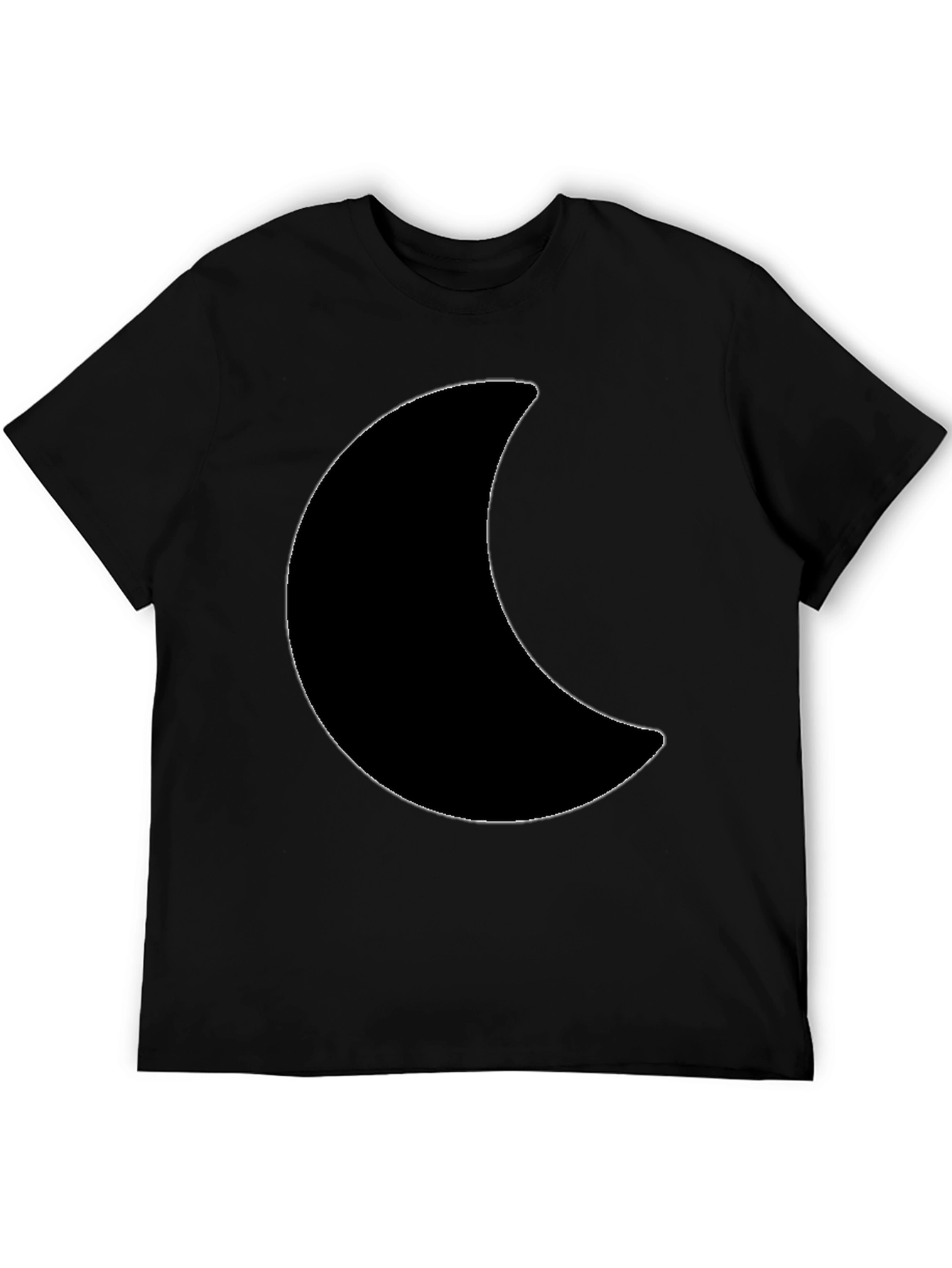 Crescent Moon Graphic Tee - Black Cotton T-Shirt