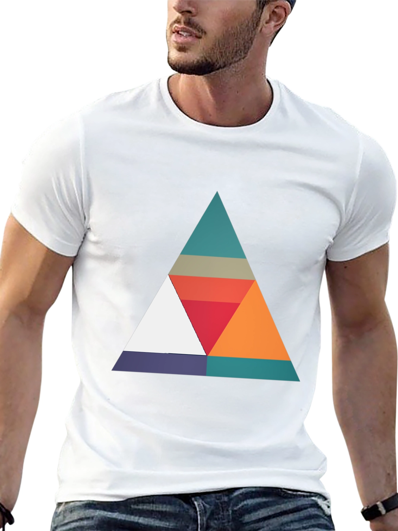 Geometric Triangle Graphic Tee - Modern Casual Style
