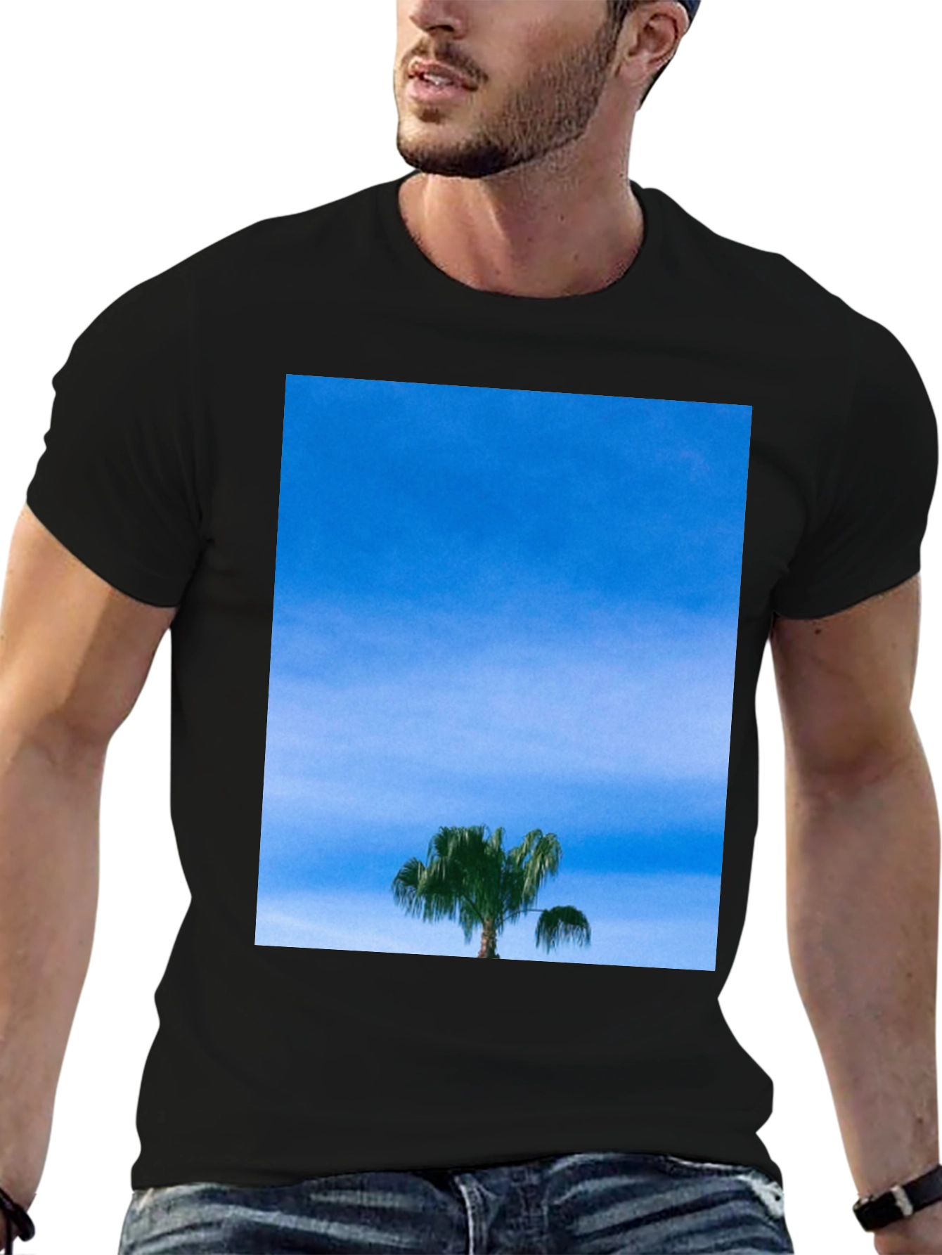 Palm Tree Sky Graphic Tee - Casual Comfort