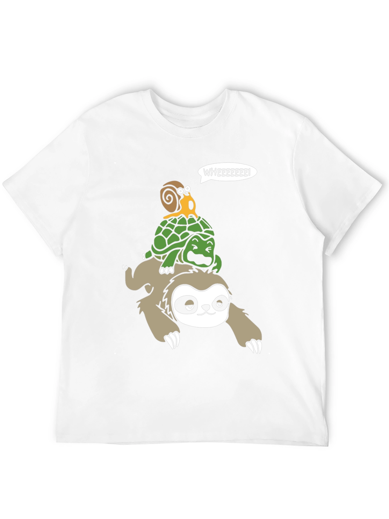 Sloth Turtle & Snail Cartoon Graphic T-Shirt