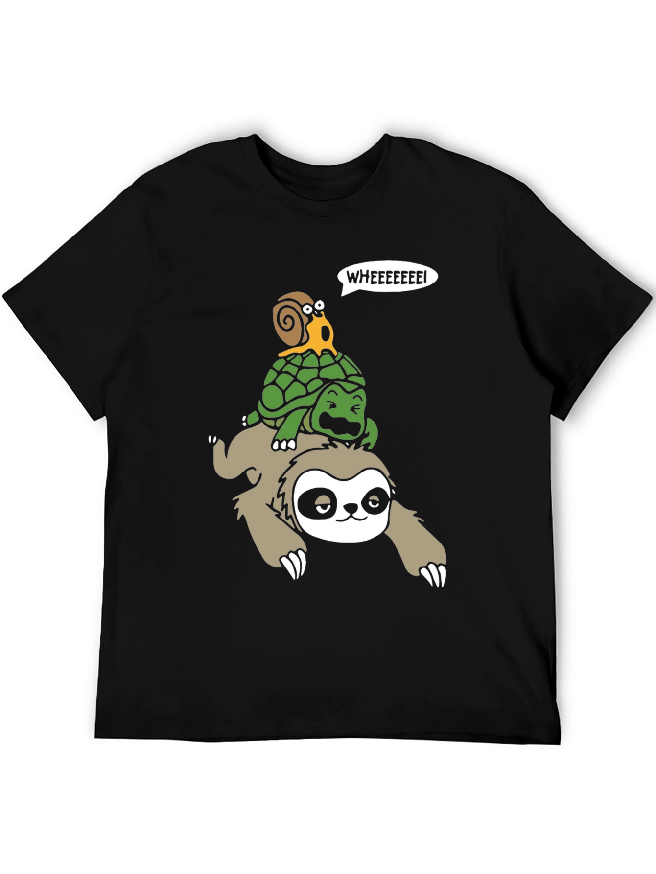 Sloth Turtle & Snail Cartoon Graphic T-Shirt