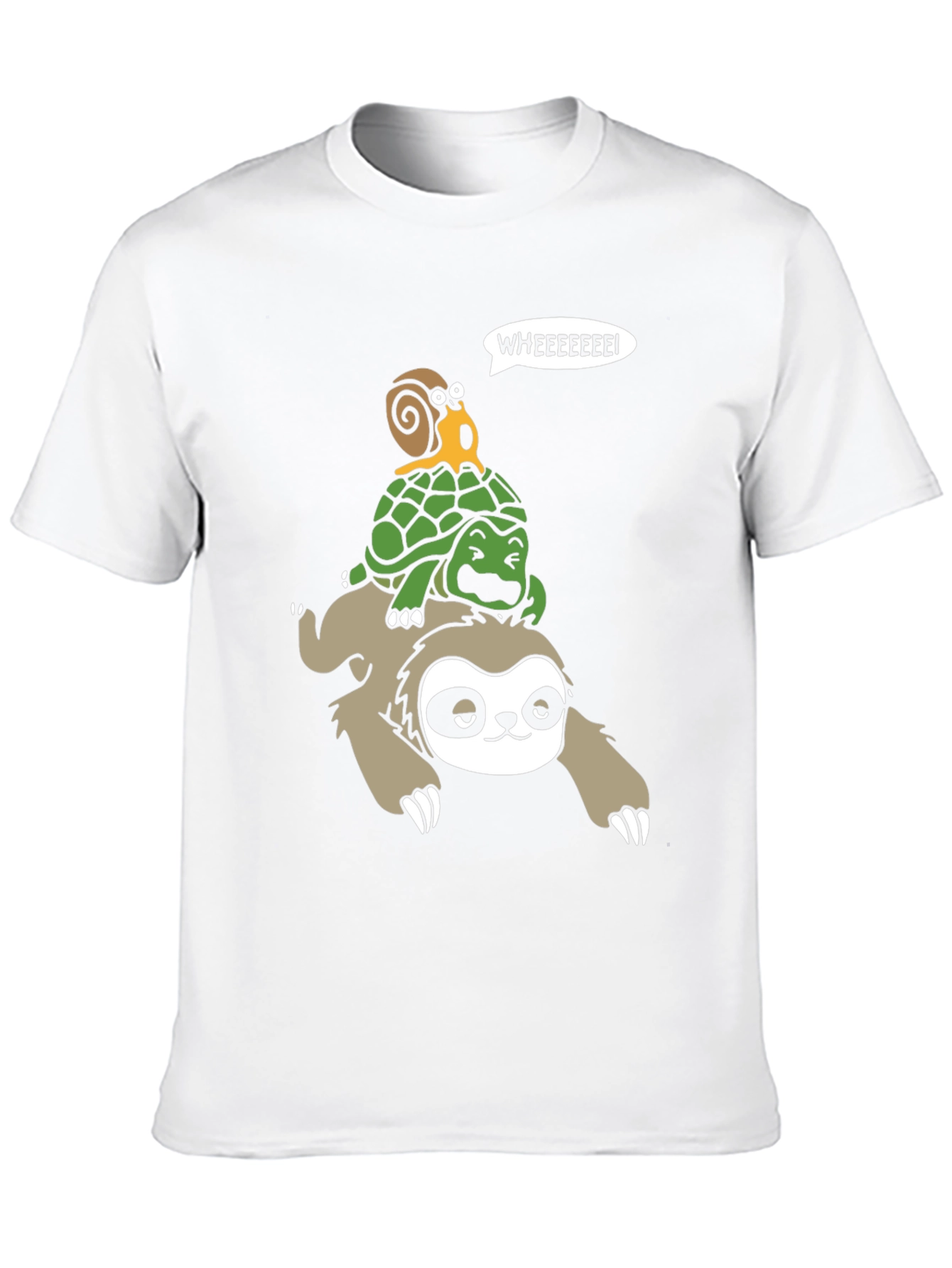 Sloth Turtle & Snail Cartoon Graphic T-Shirt