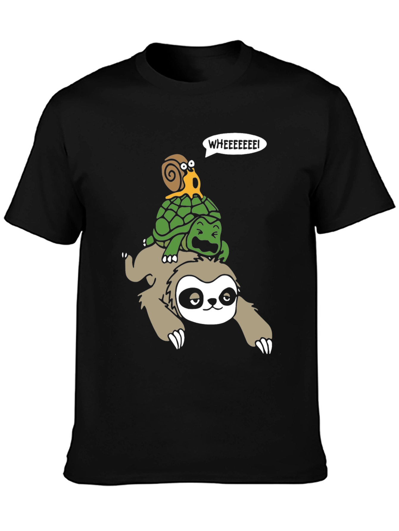 Sloth Turtle & Snail Cartoon Graphic T-Shirt