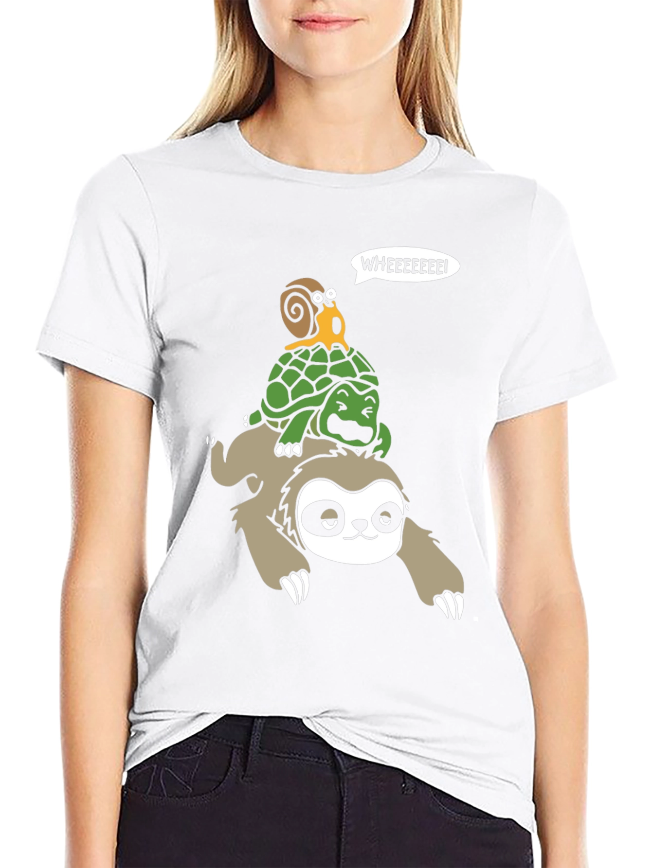 Sloth Turtle & Snail Cartoon Graphic T-Shirt