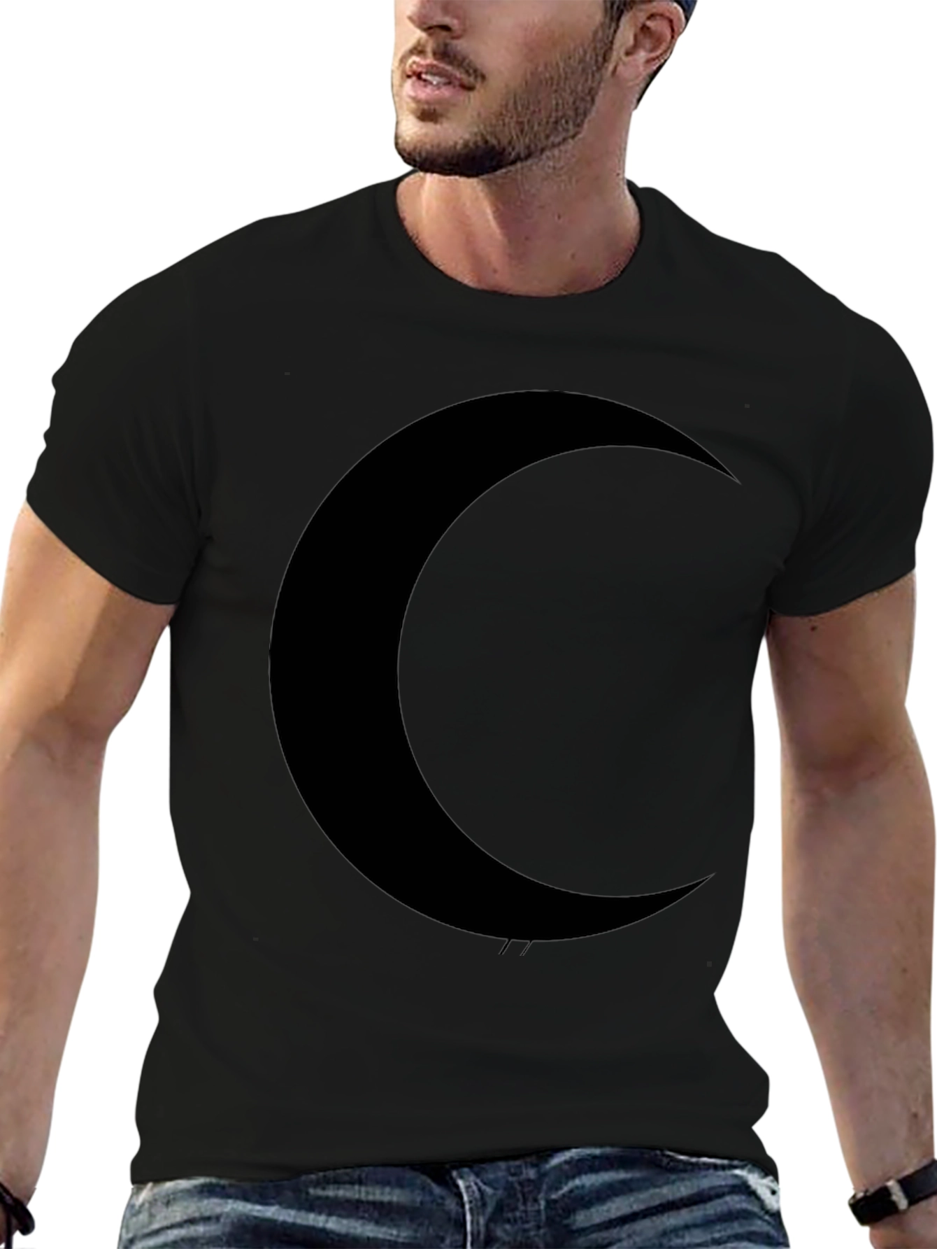Crescent Moon Black T-Shirt - Dark Aesthetic Tee