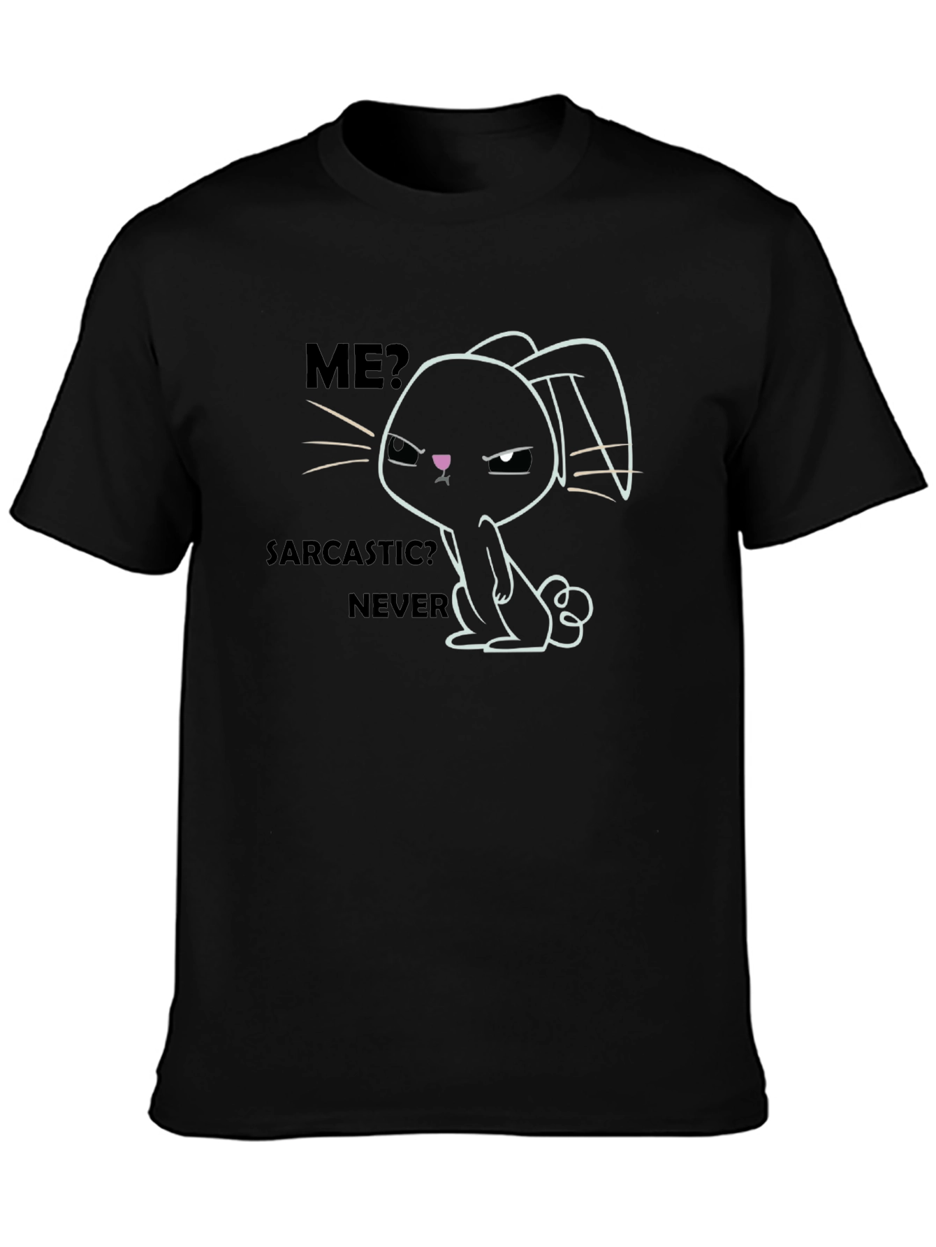 Sarcastic Bunny Graphic T-Shirt - Unisex Black Cotton Tee