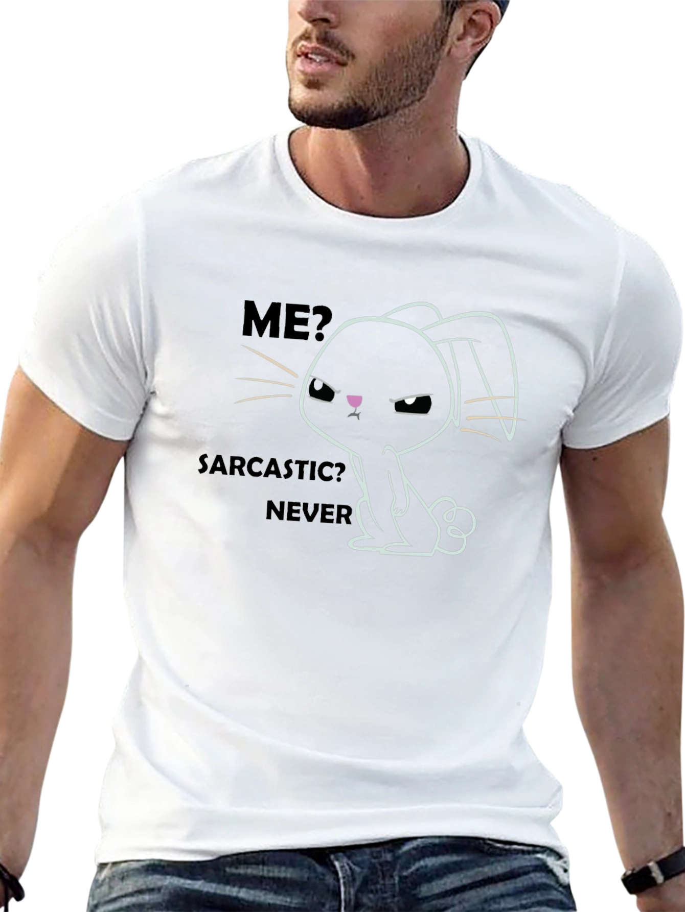 Sarcastic Bunny Graphic T-Shirt - Unisex Black Cotton Tee