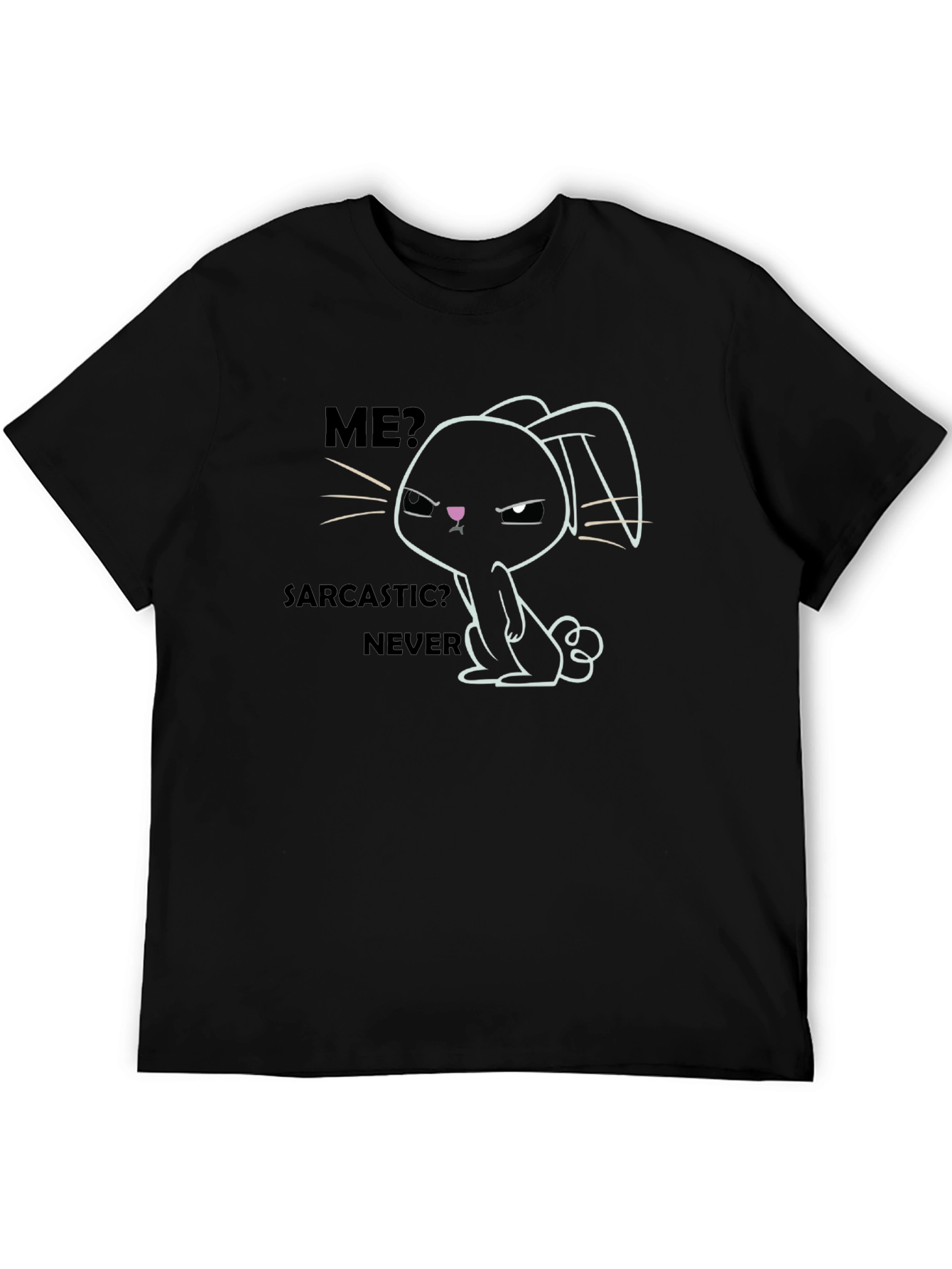 Sarcastic Bunny Graphic T-Shirt - Unisex Black Cotton Tee